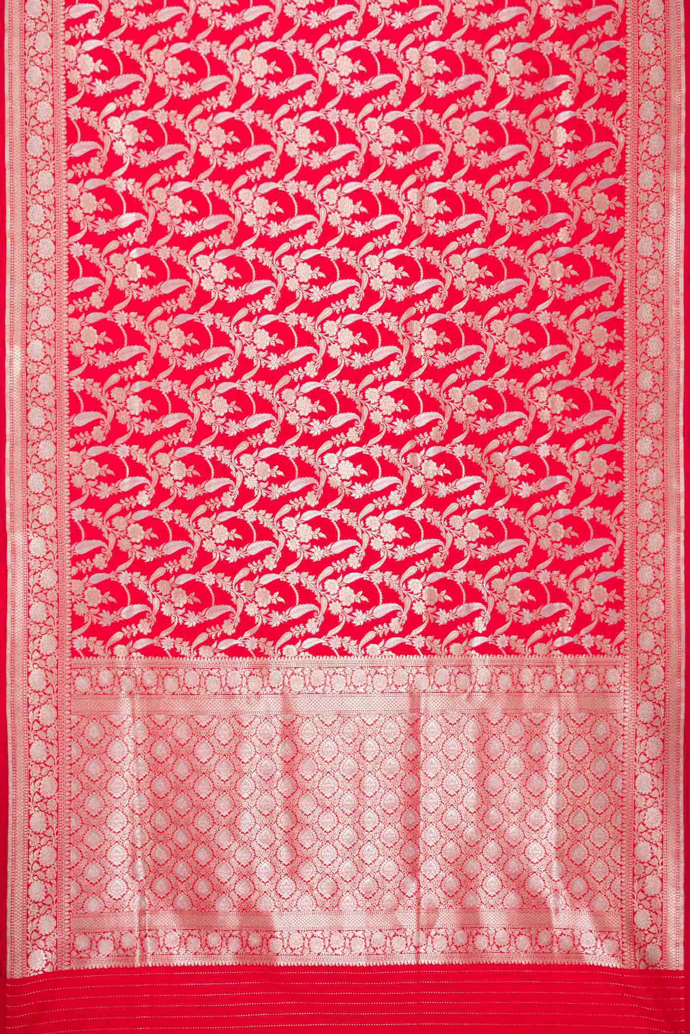Red Blended Banarasi Silk Saree - Image 3