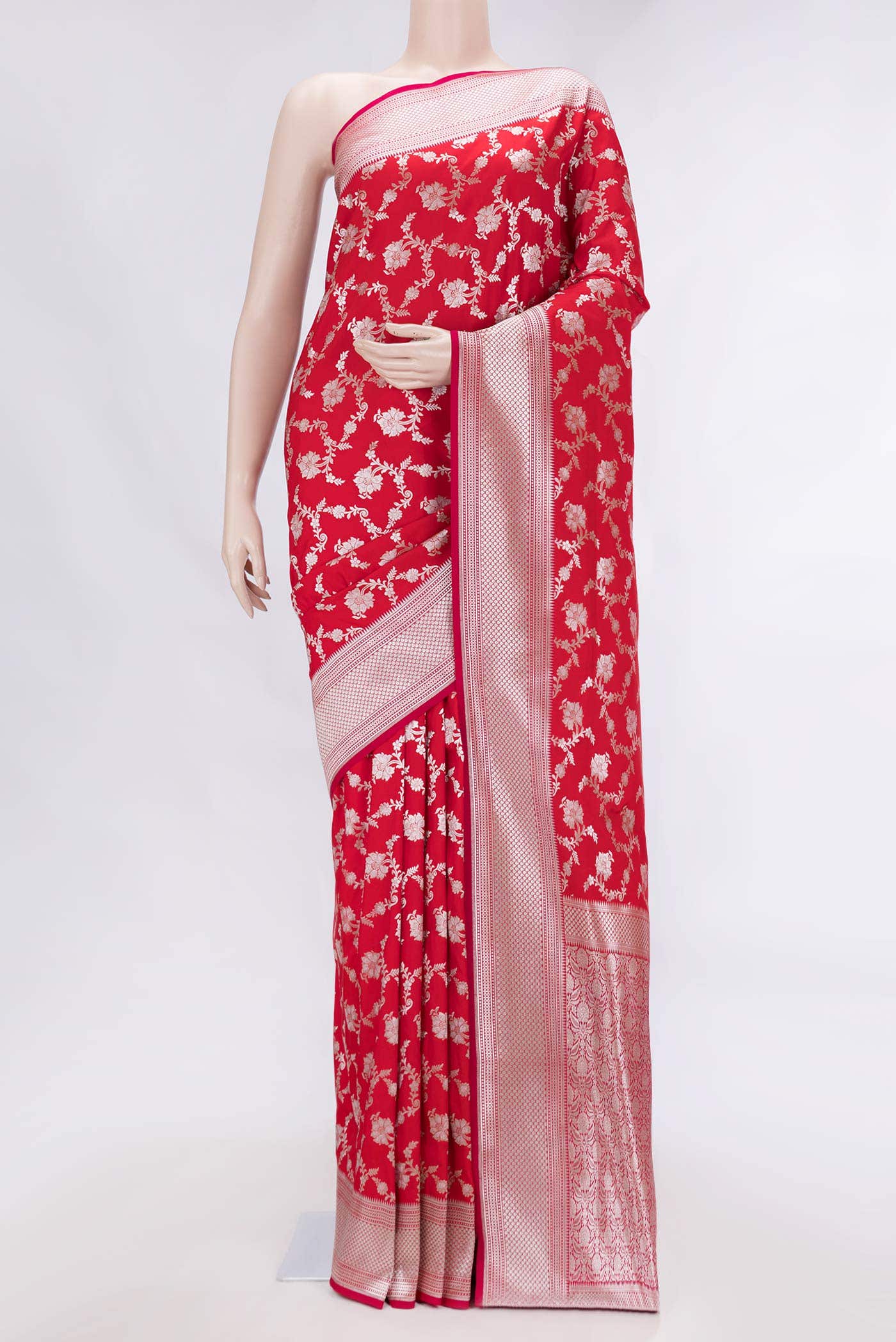 Red Dual Tone Blended Banarasi Silk Saree
