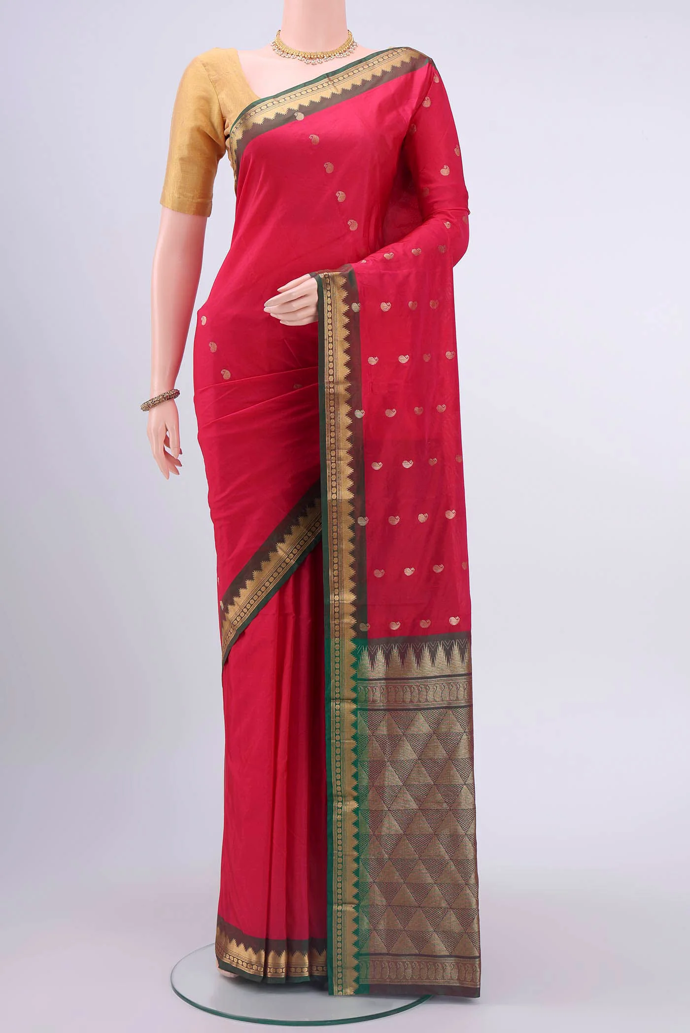 Red Dual Tone Blended Bangalore Silk Saree