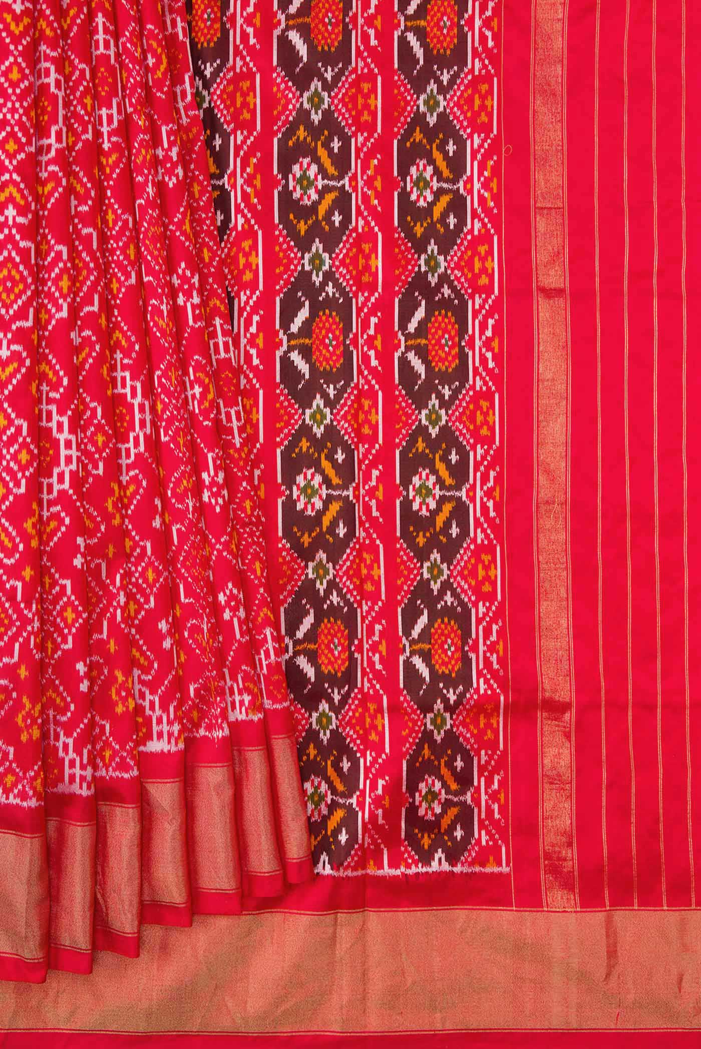 Red Pochampally Silk Saree - Image 4