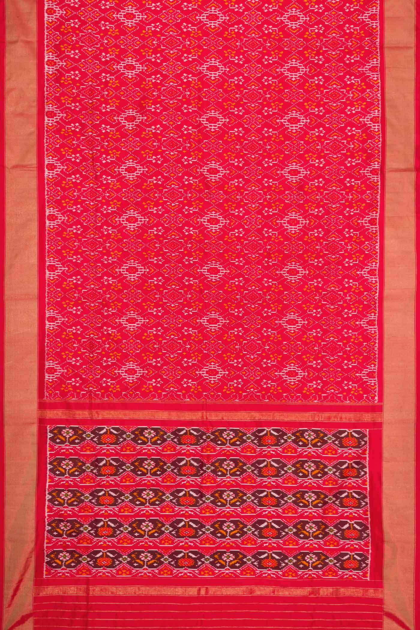 Red Pochampally Silk Saree - Image 6