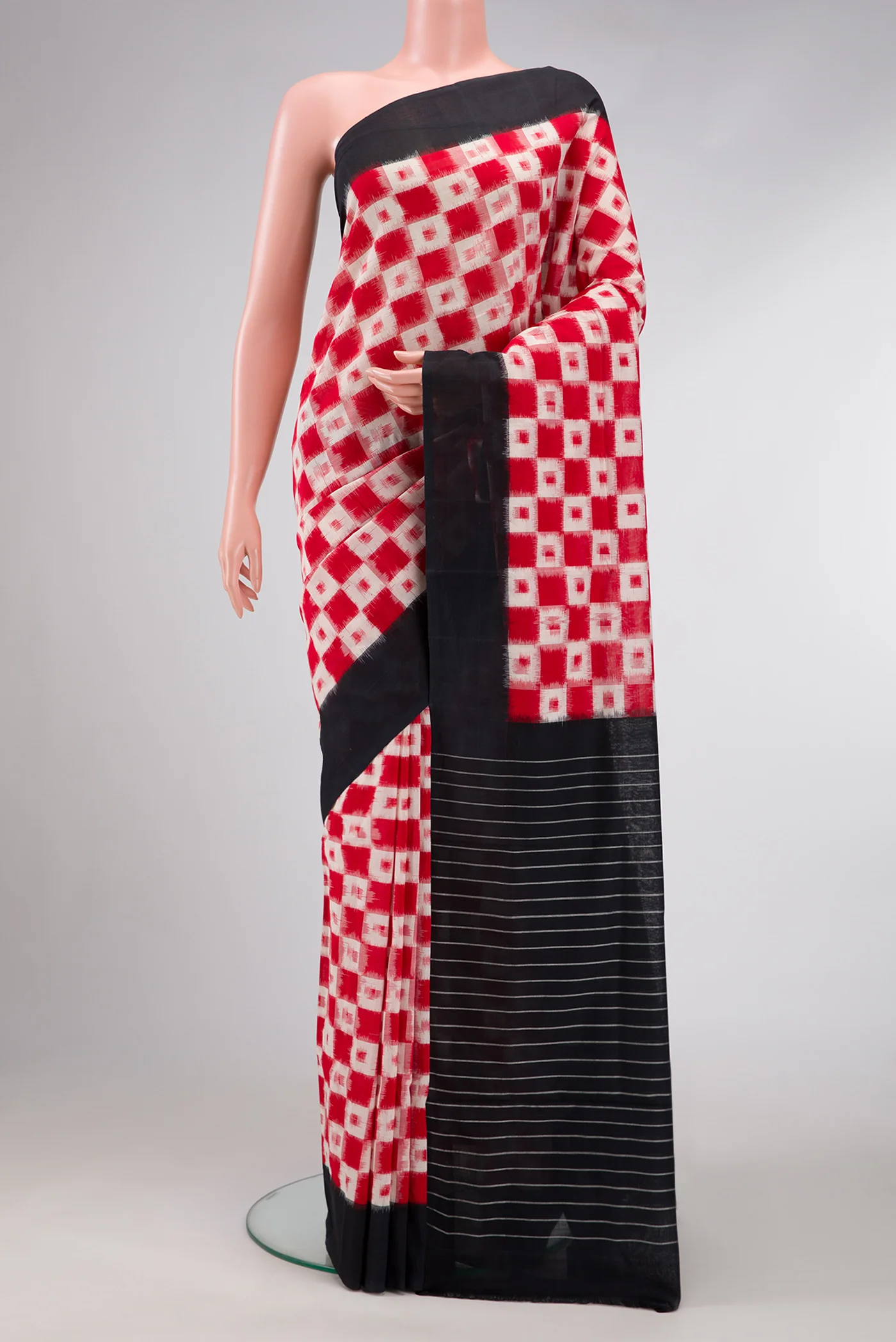 Red Pochampally Cotton Saree