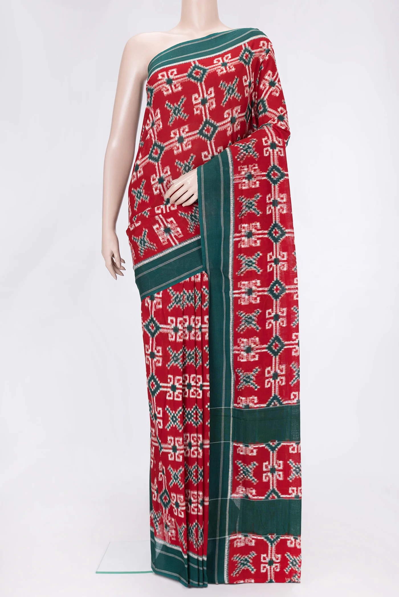 Red Pochampally Cotton Saree