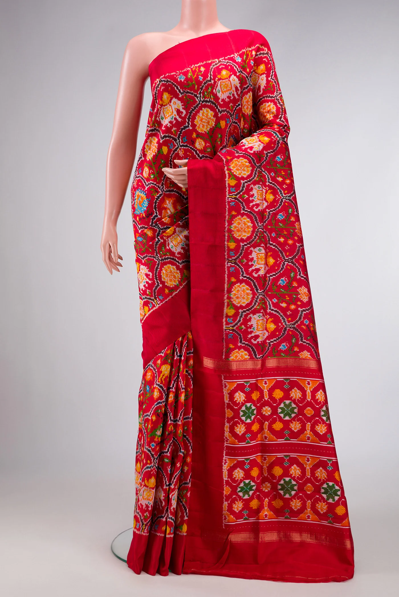 Red Double Ikat Saree
