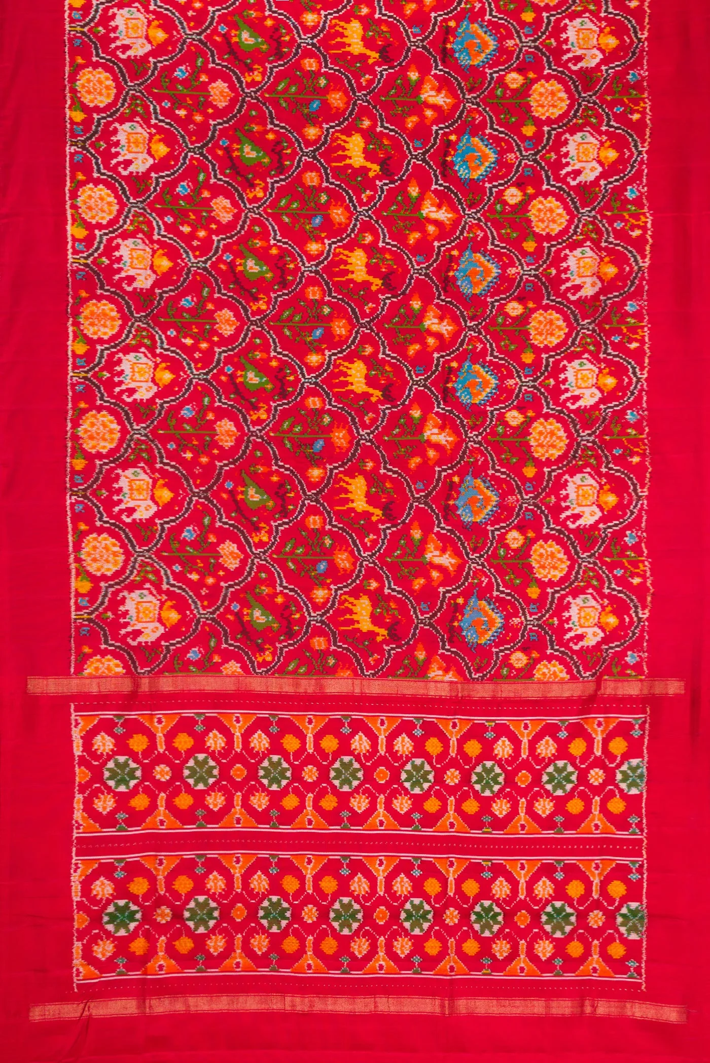 Red Double Ikat Saree - Image 6