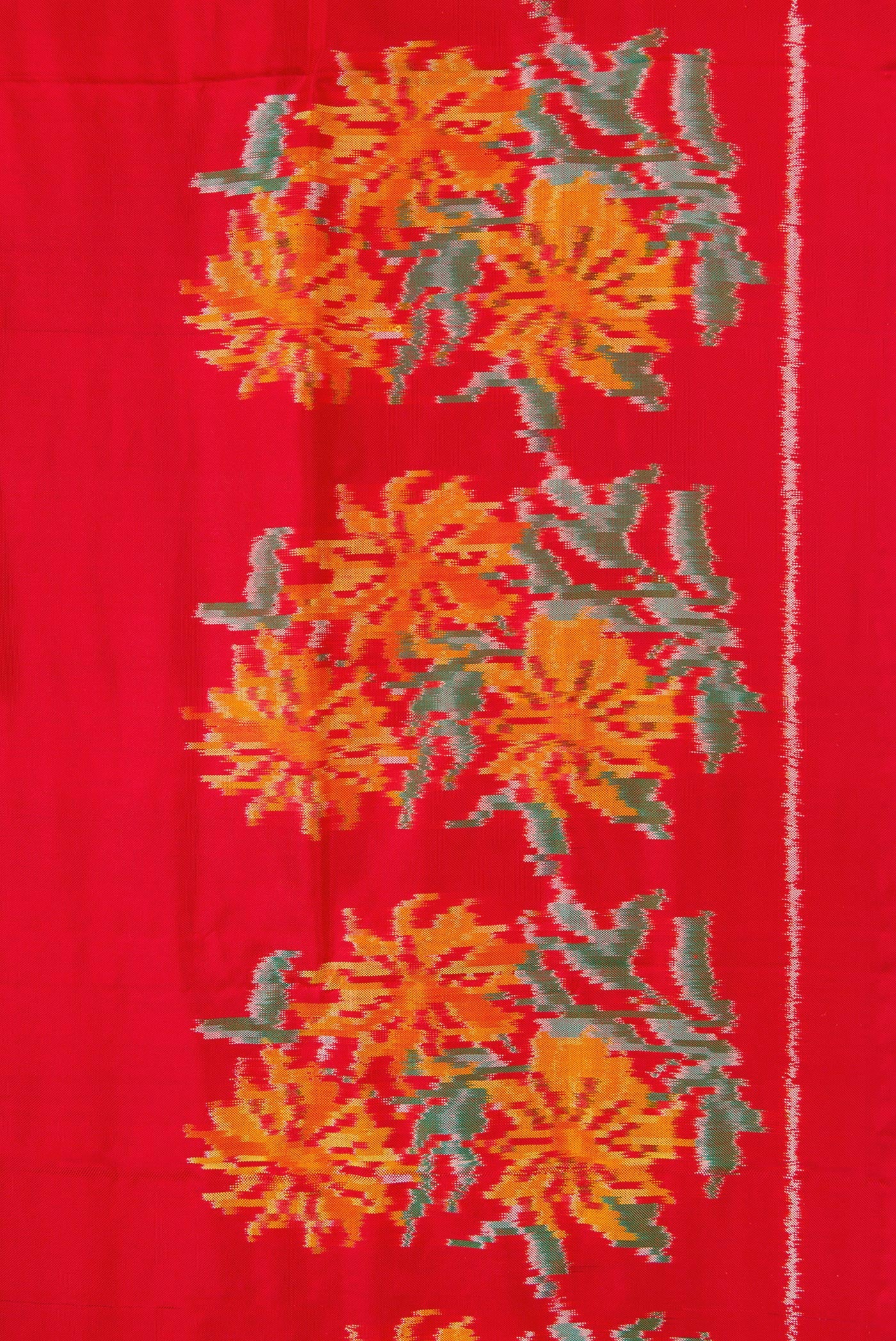 Red Double Ikat Saree - Image 3