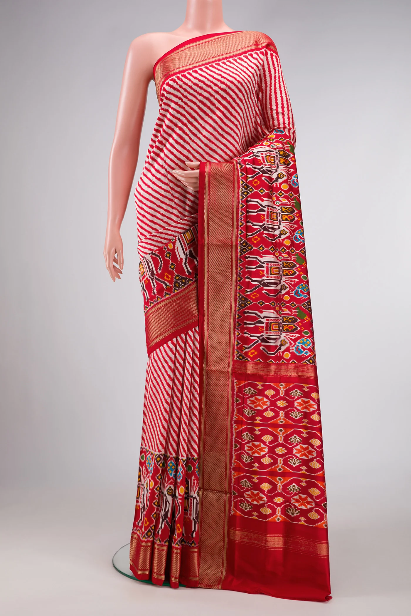Red Double Ikat Saree