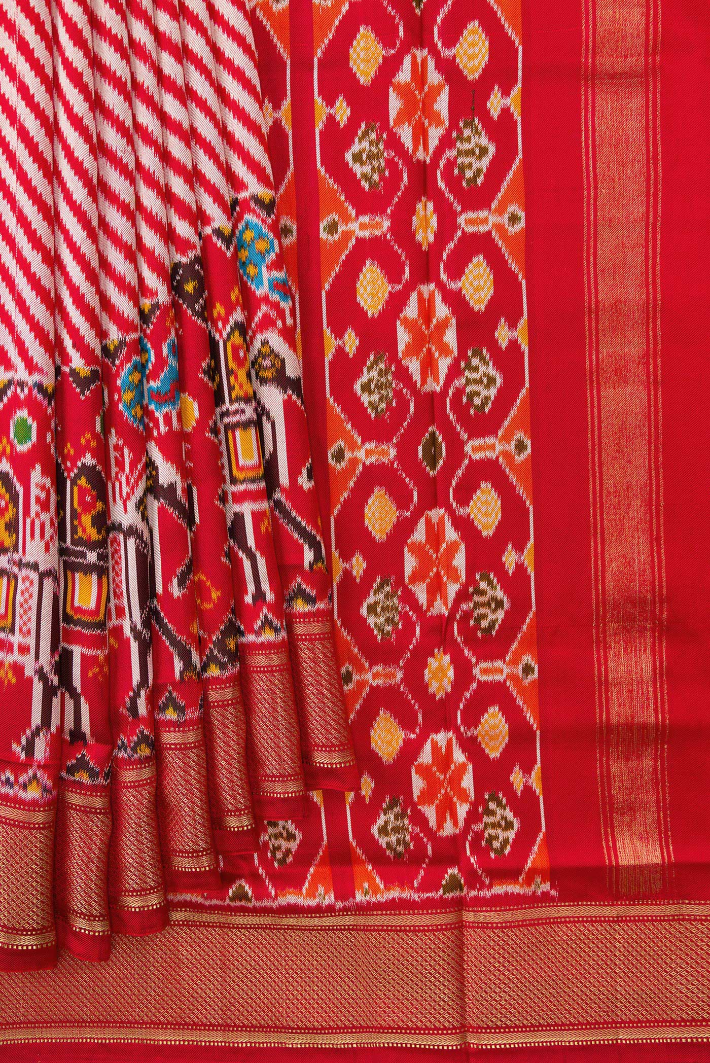 Red Double Ikat Saree - Image 4