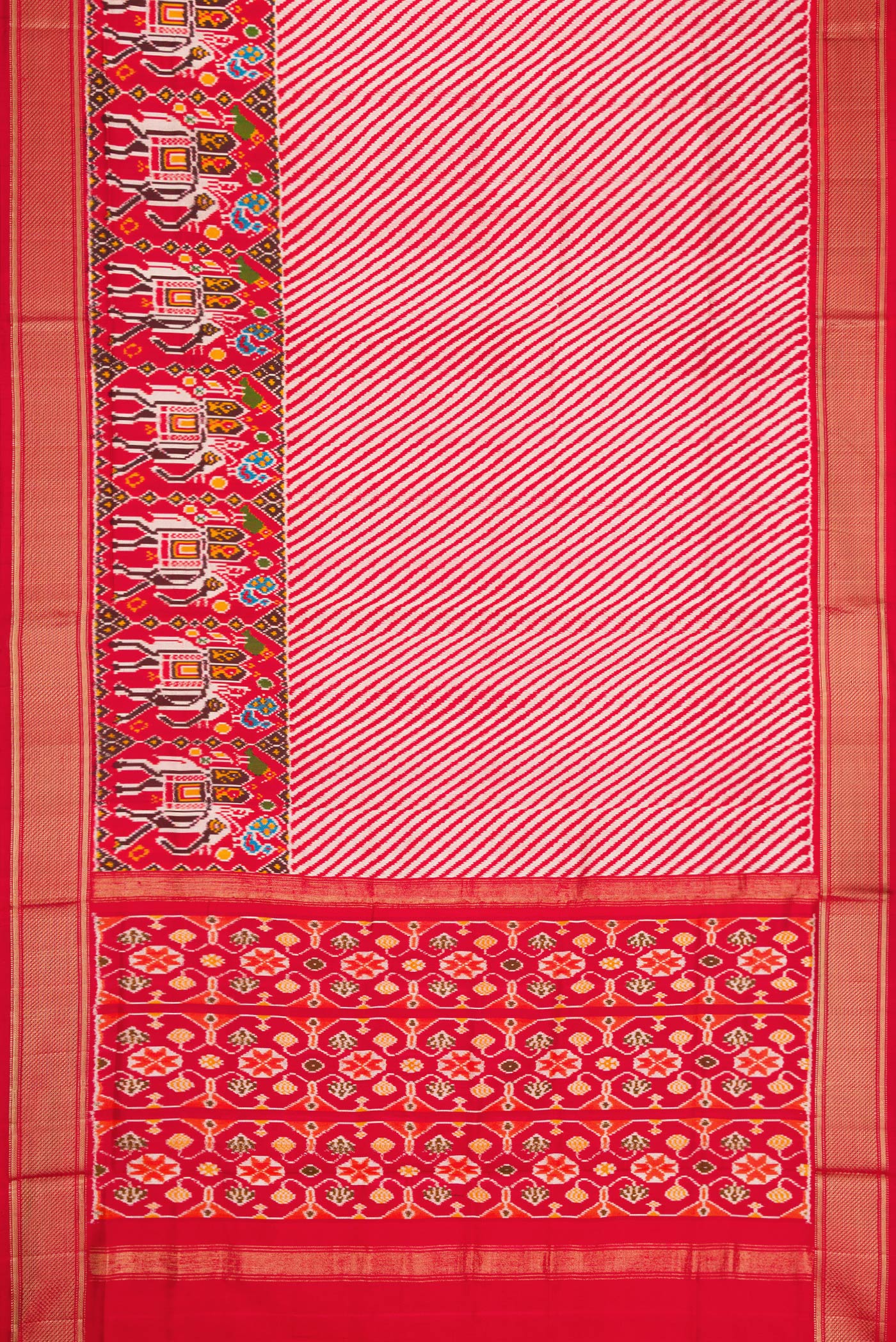Red Double Ikat Saree - Image 6