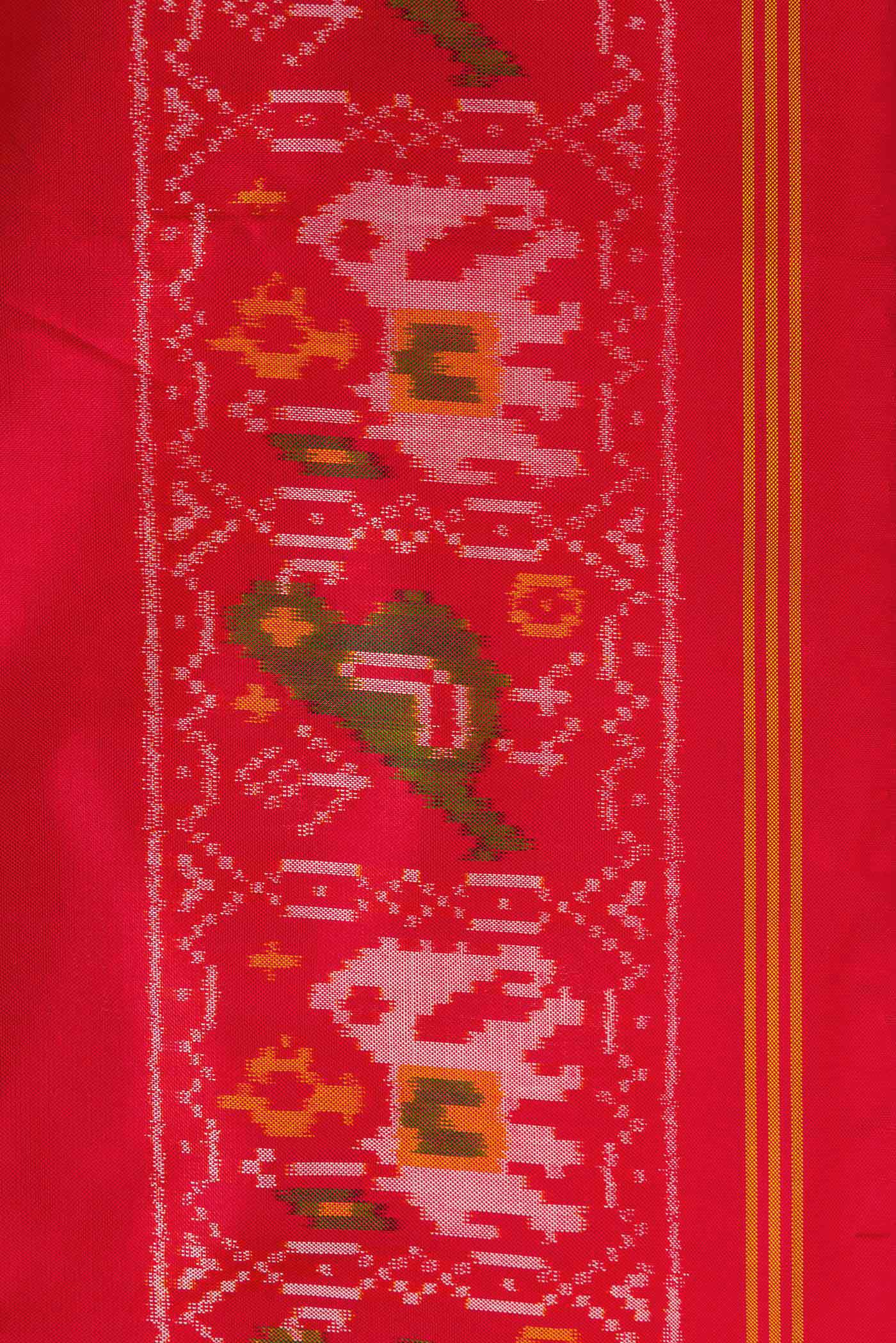 Red Dual Tone Double Ikat Saree - Image 3