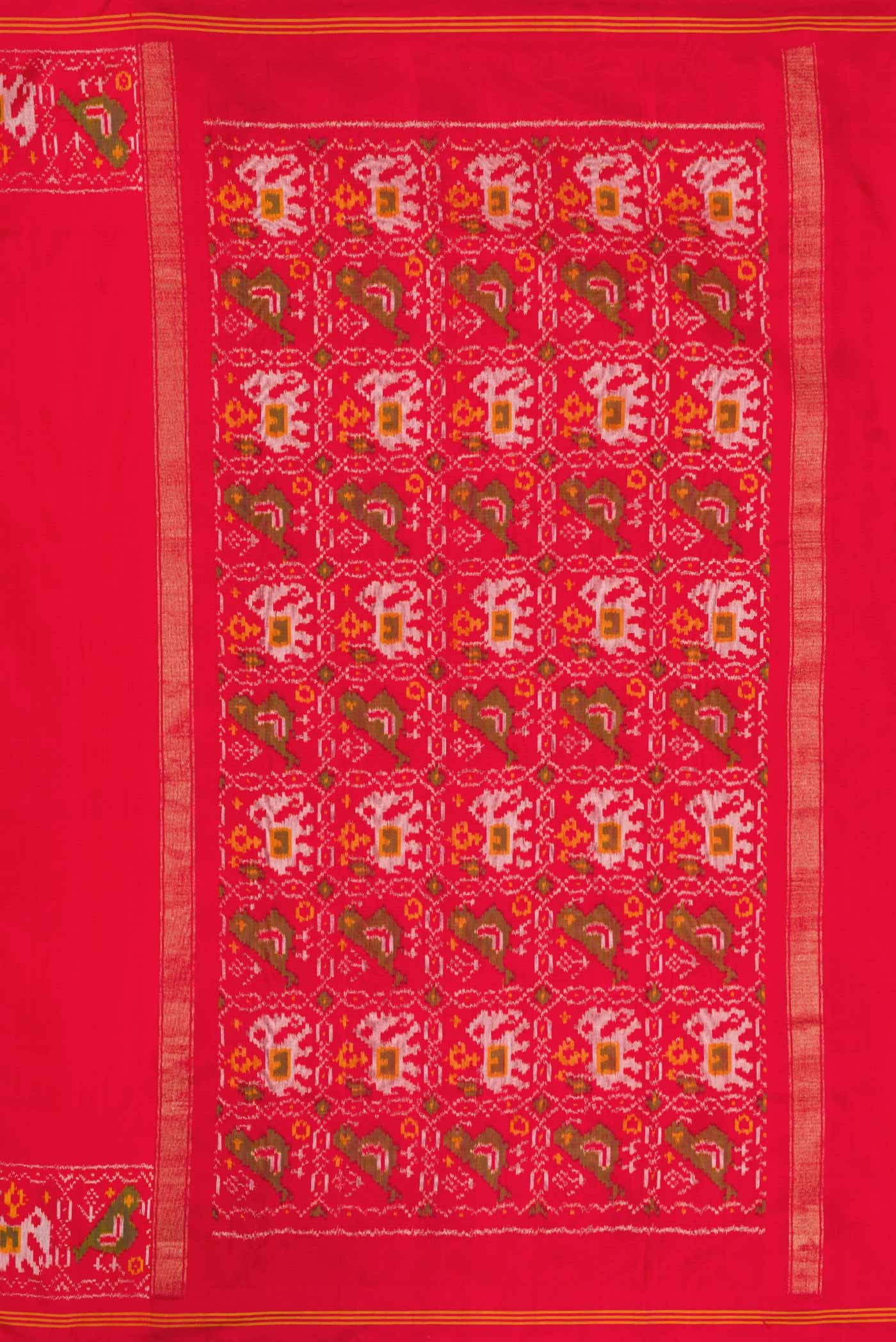 Red Dual Tone Double Ikat Saree - Image 7