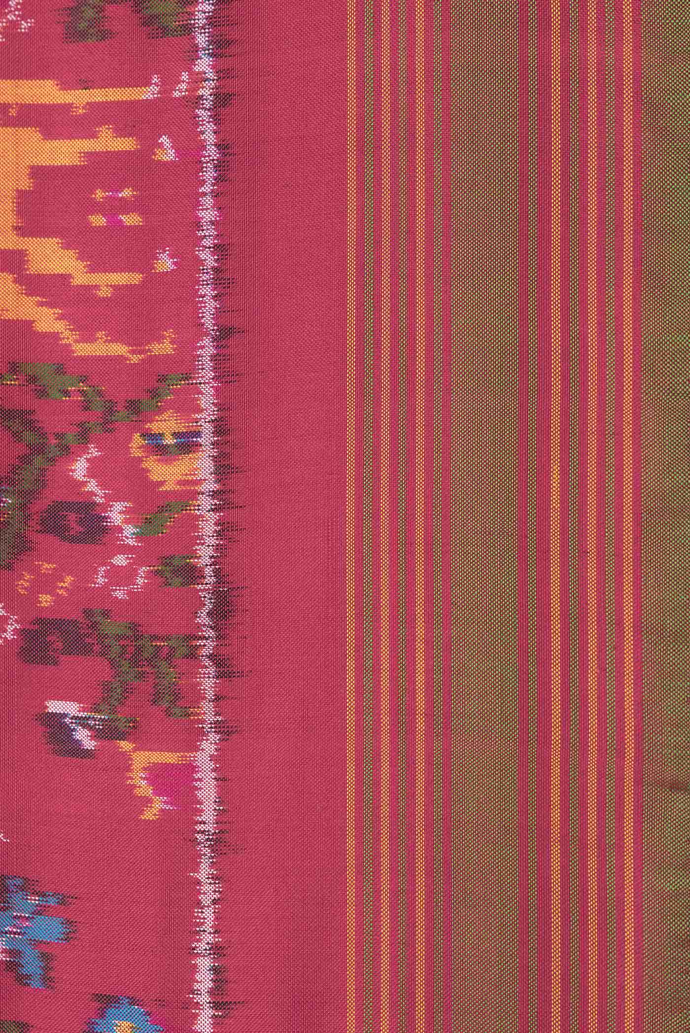 Red Dual Tone Double Ikat Saree - Image 6