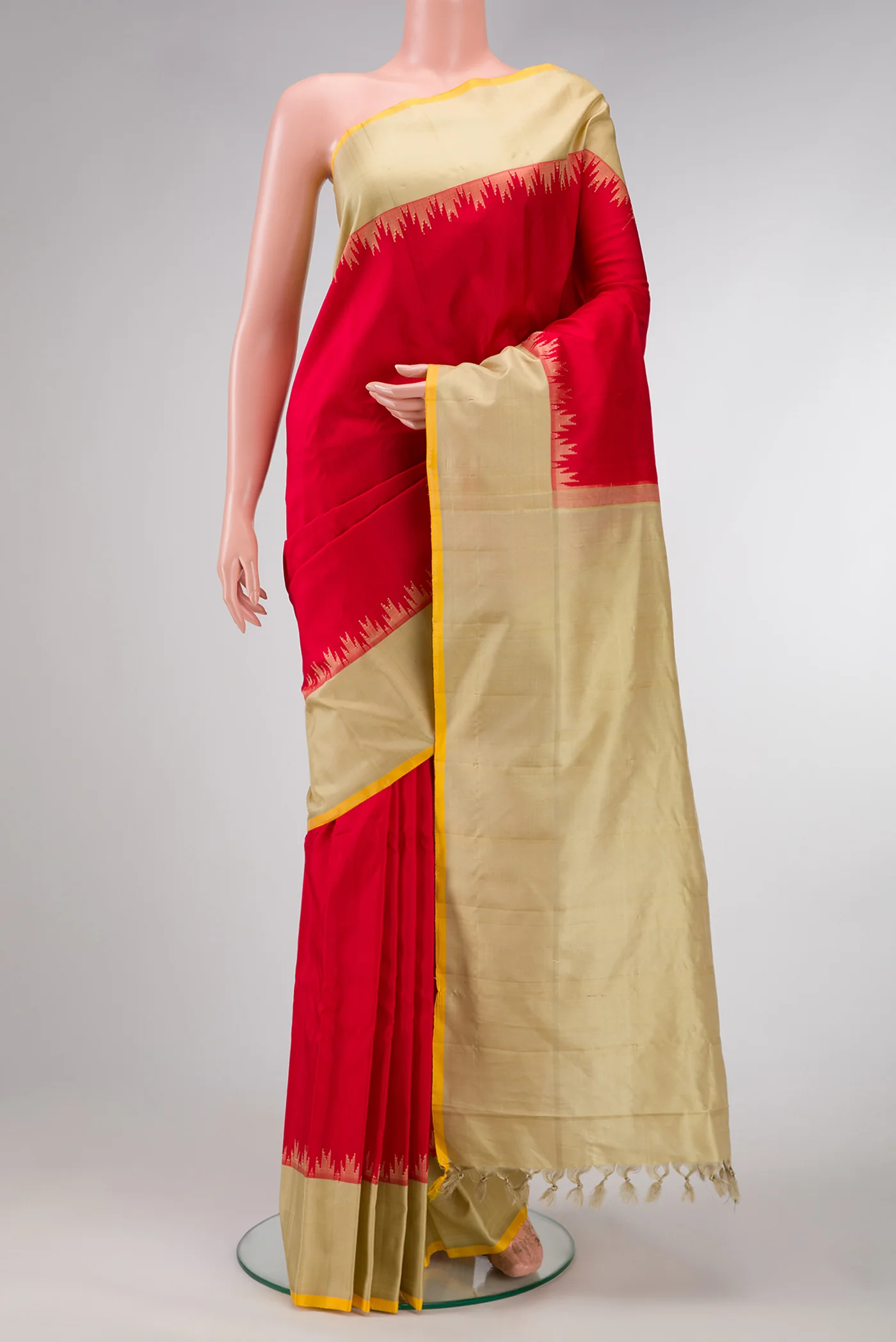 Red Gadwal Silk Saree
