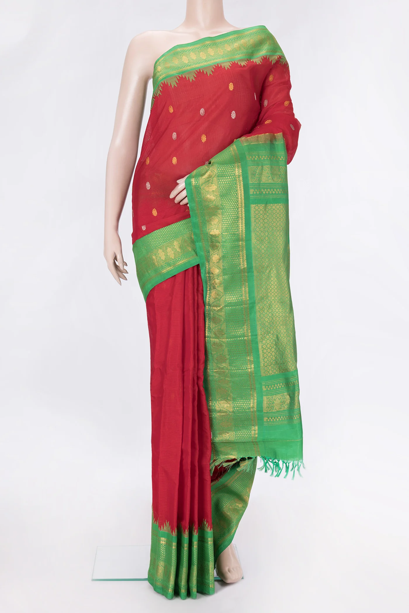 Red Gadwal Silk Cotton Saree