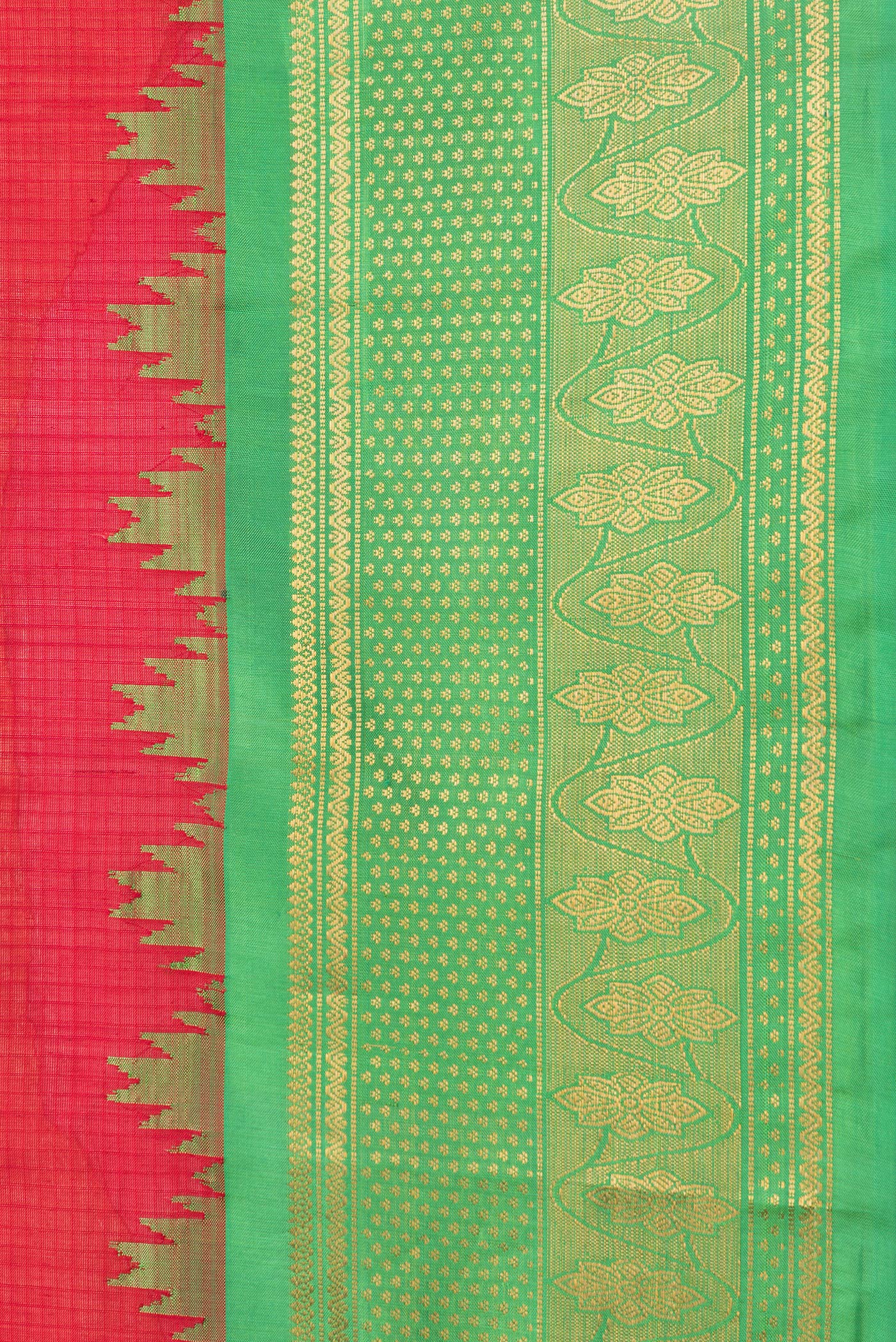 Red Gadwal Silk Cotton Saree - Image 3