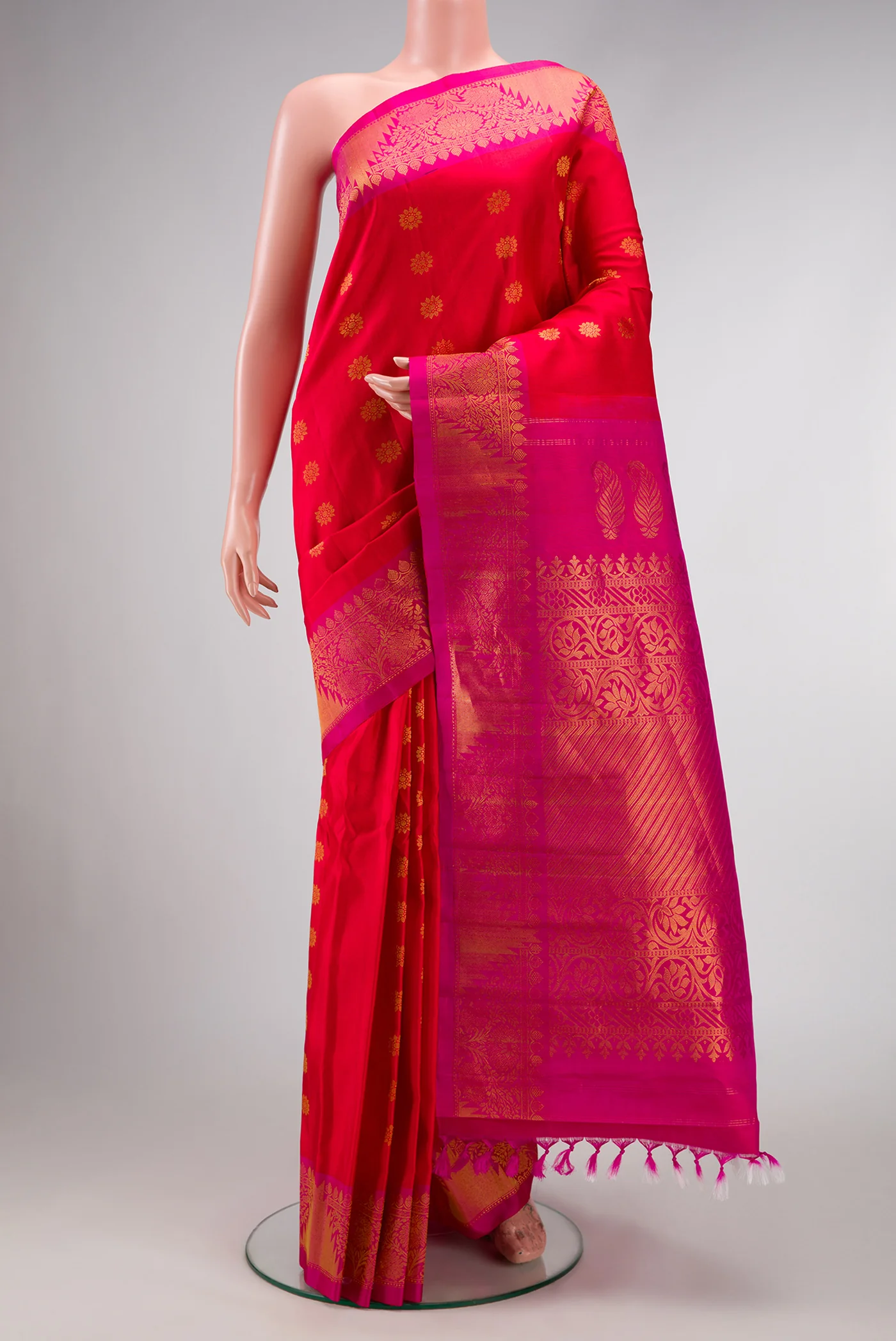 Red Gadwal Silk Saree