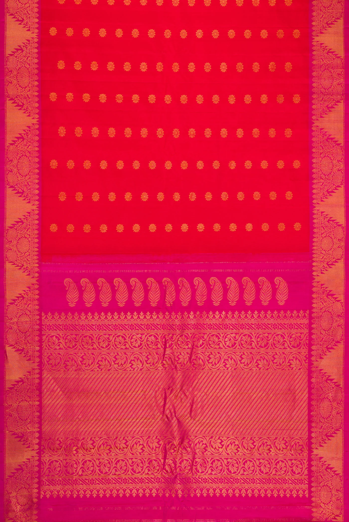 Red Gadwal Silk Saree - Image 6