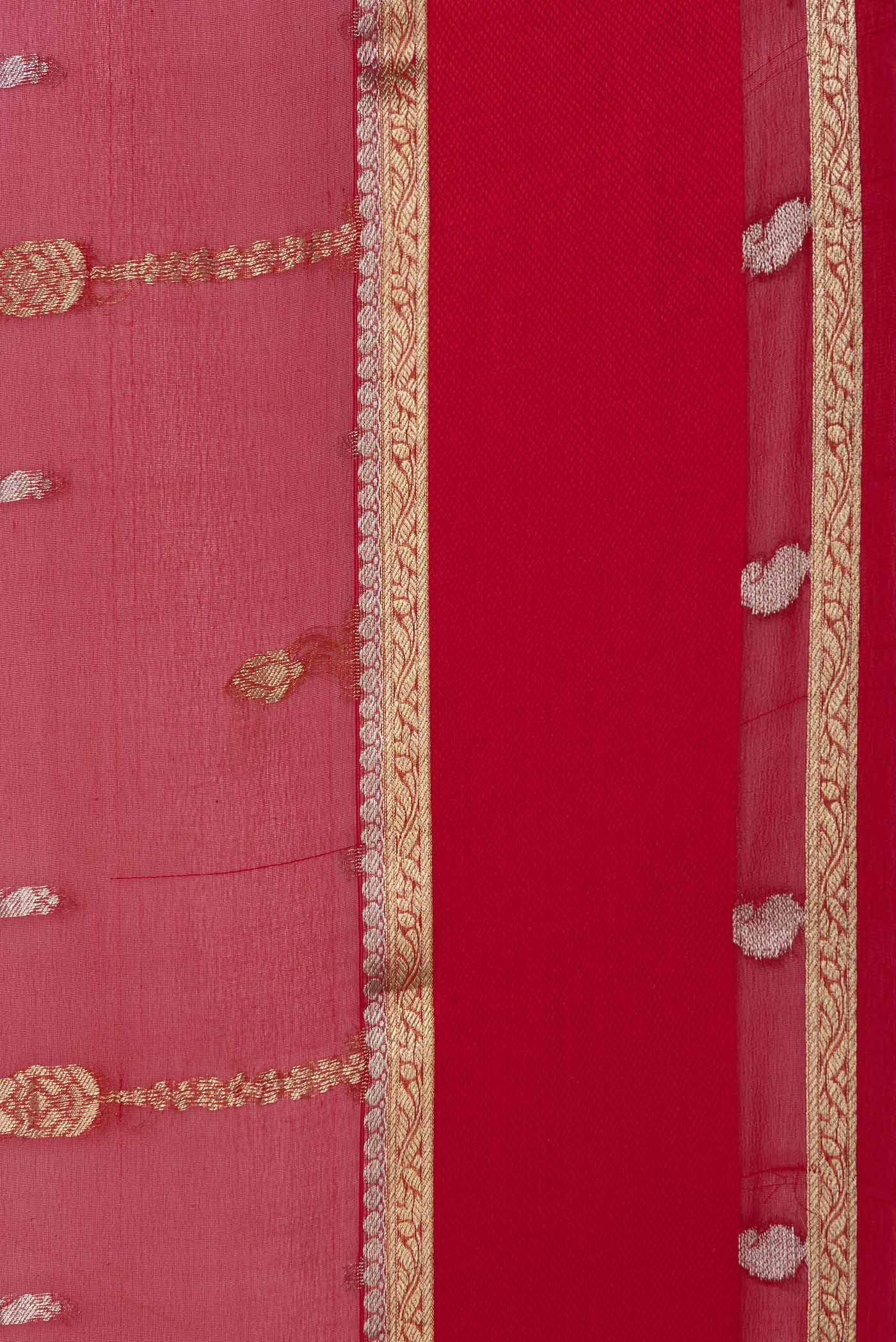 Red Dual Tone Georgette Saree - Image 3