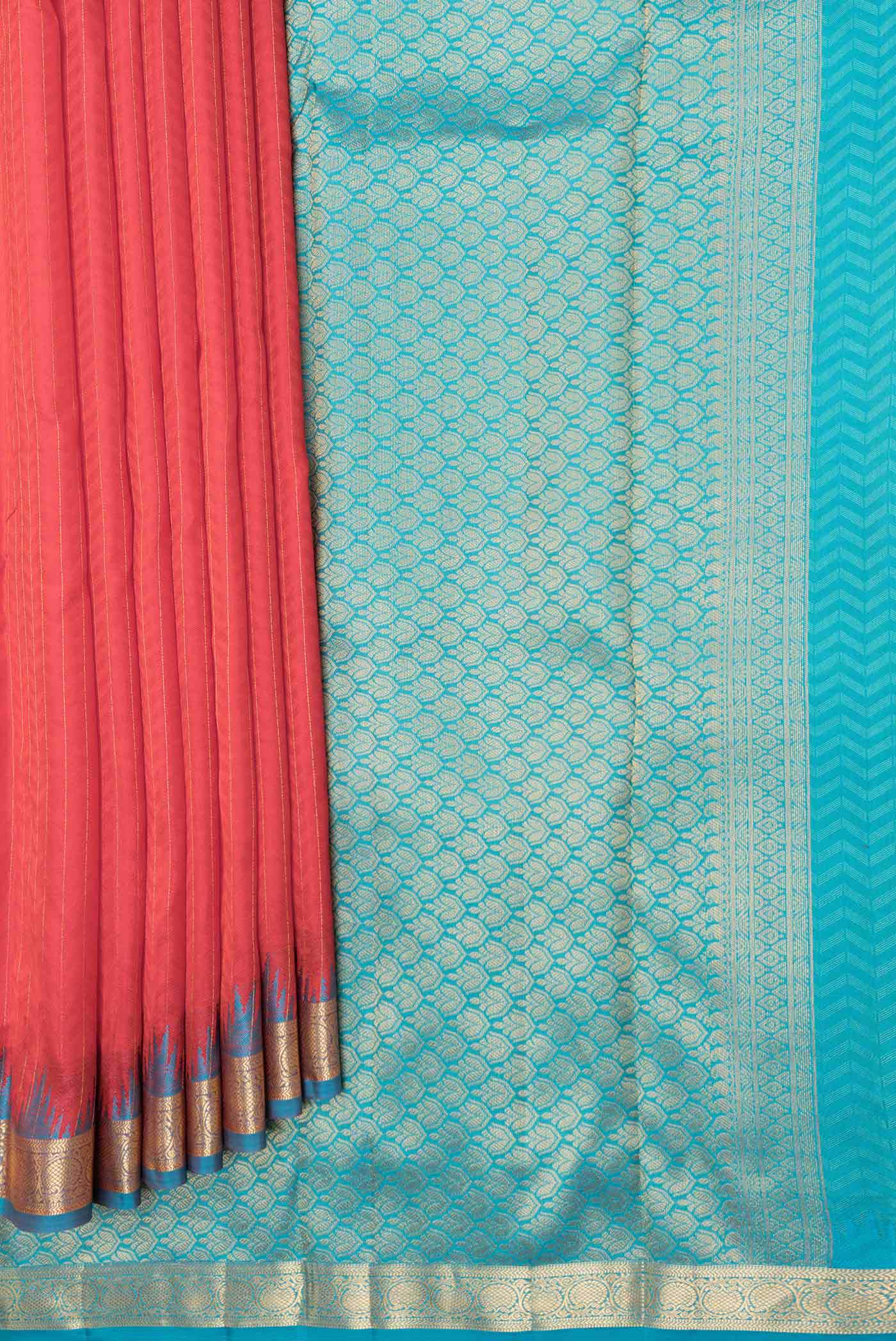 Red Dual Tone Kanjivaram Saree - Image 4