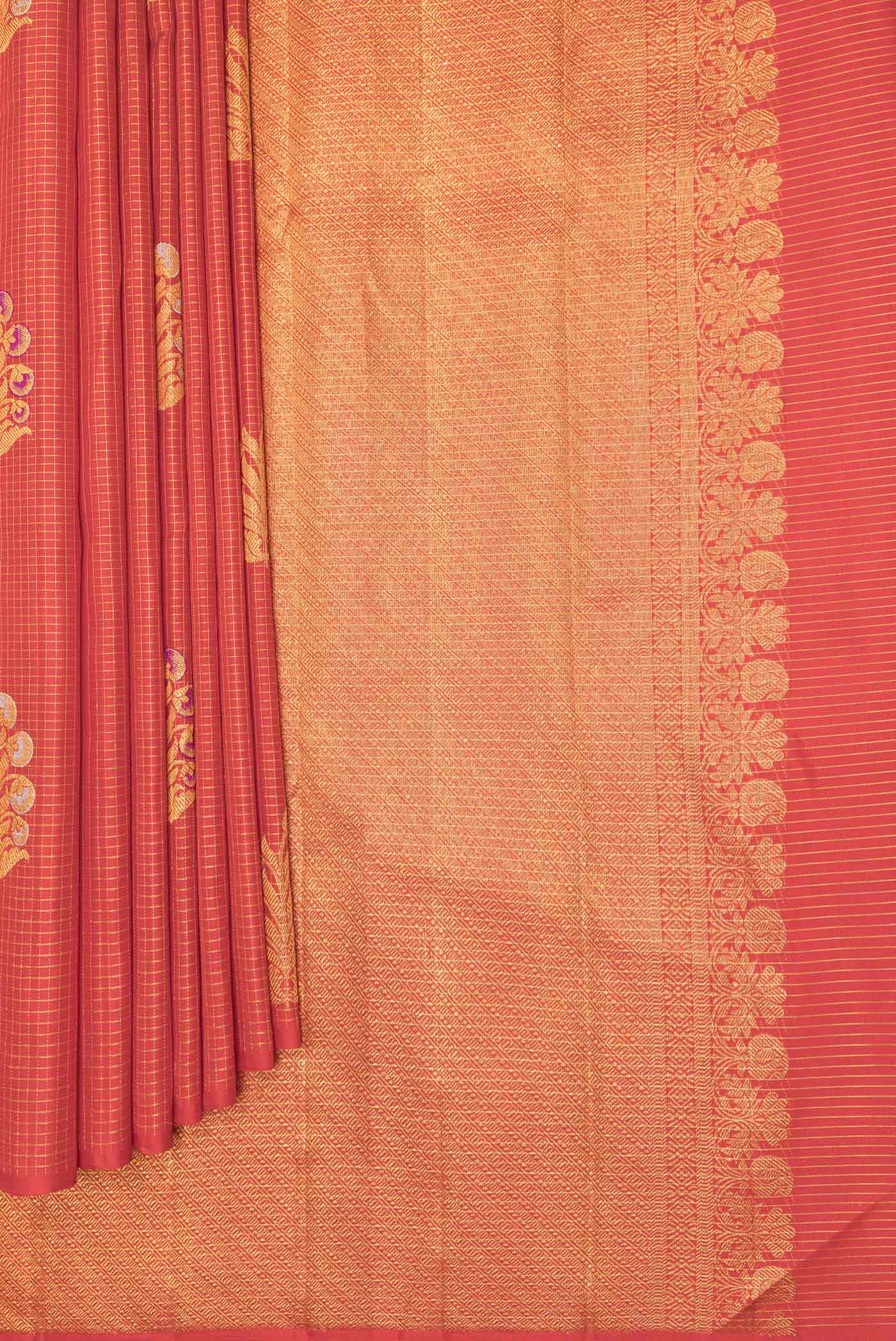 Red Dual Tone Kanjivaram Saree - Image 4