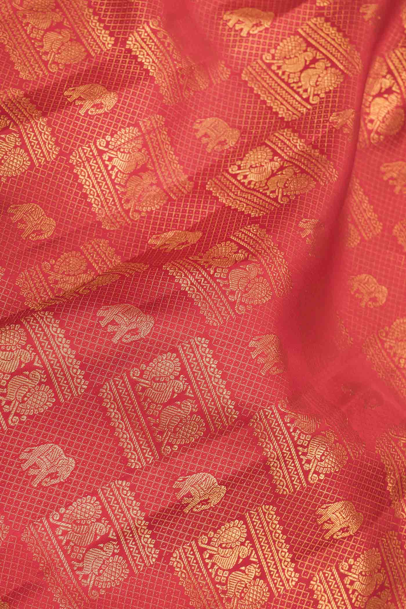 Red Dual Tone Kanjivaram Saree - Image 2