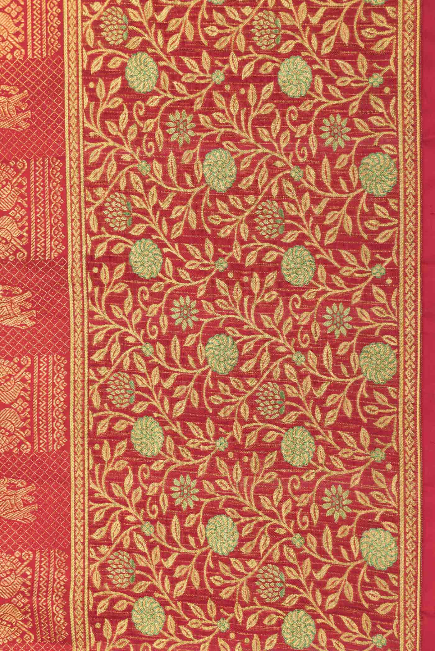 Red Dual Tone Kanjivaram Saree - Image 3