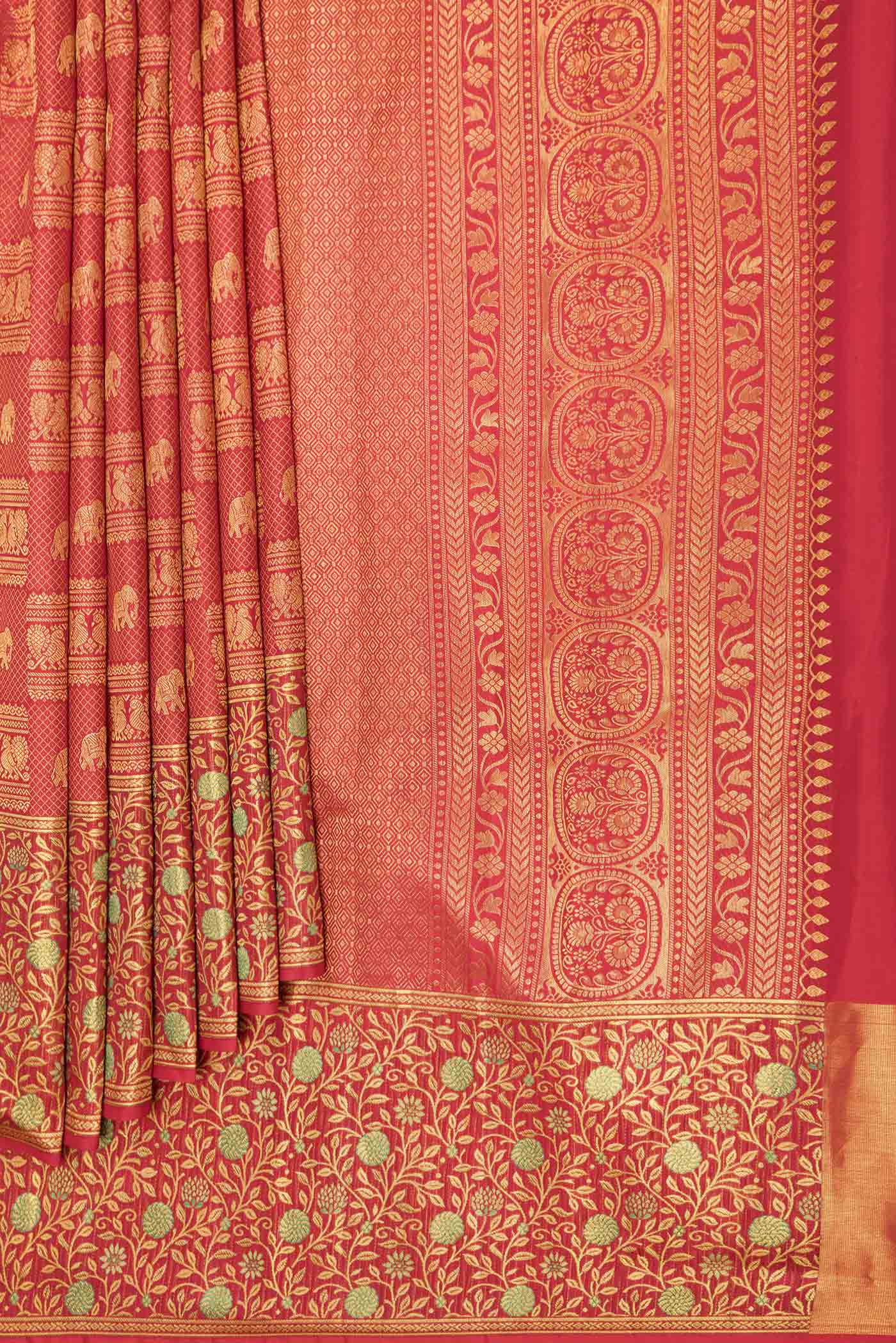 Red Dual Tone Kanjivaram Saree - Image 4