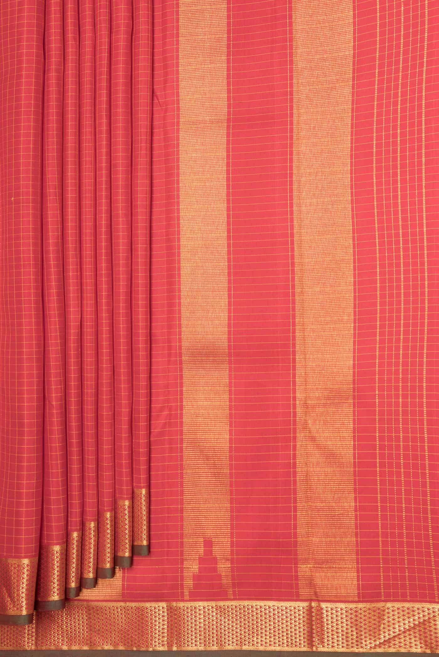 Red Dual Tone Kanchipuram Silk Saree - Image 4