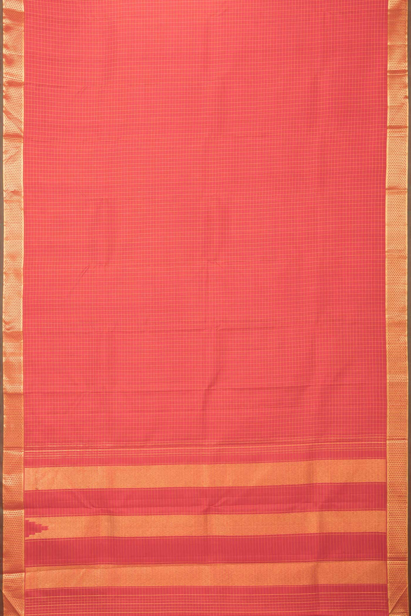 Red Dual Tone Kanchipuram Silk Saree - Image 6