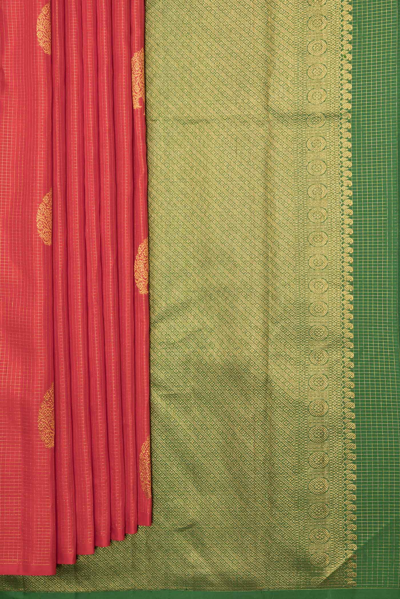 Red Dual Tone Kanchipuram Silk Saree - Image 4
