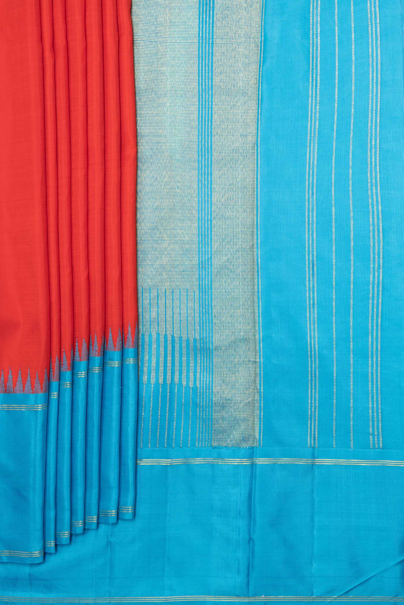 Red Dual Tone Kanjivaram Silk Saree - Image 4