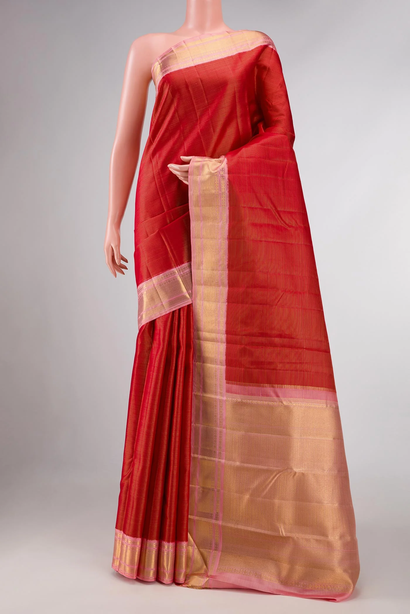 Red Dual Tone Kanchipuram Silk Saree