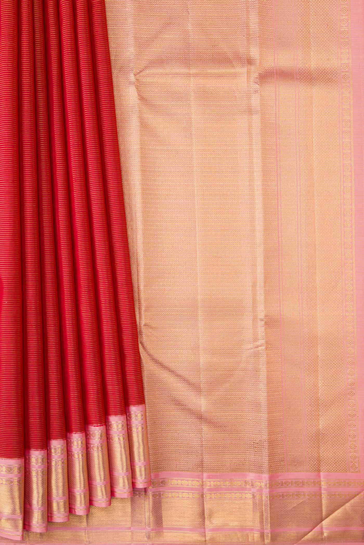 Red Dual Tone Kanchipuram Silk Saree - Image 4
