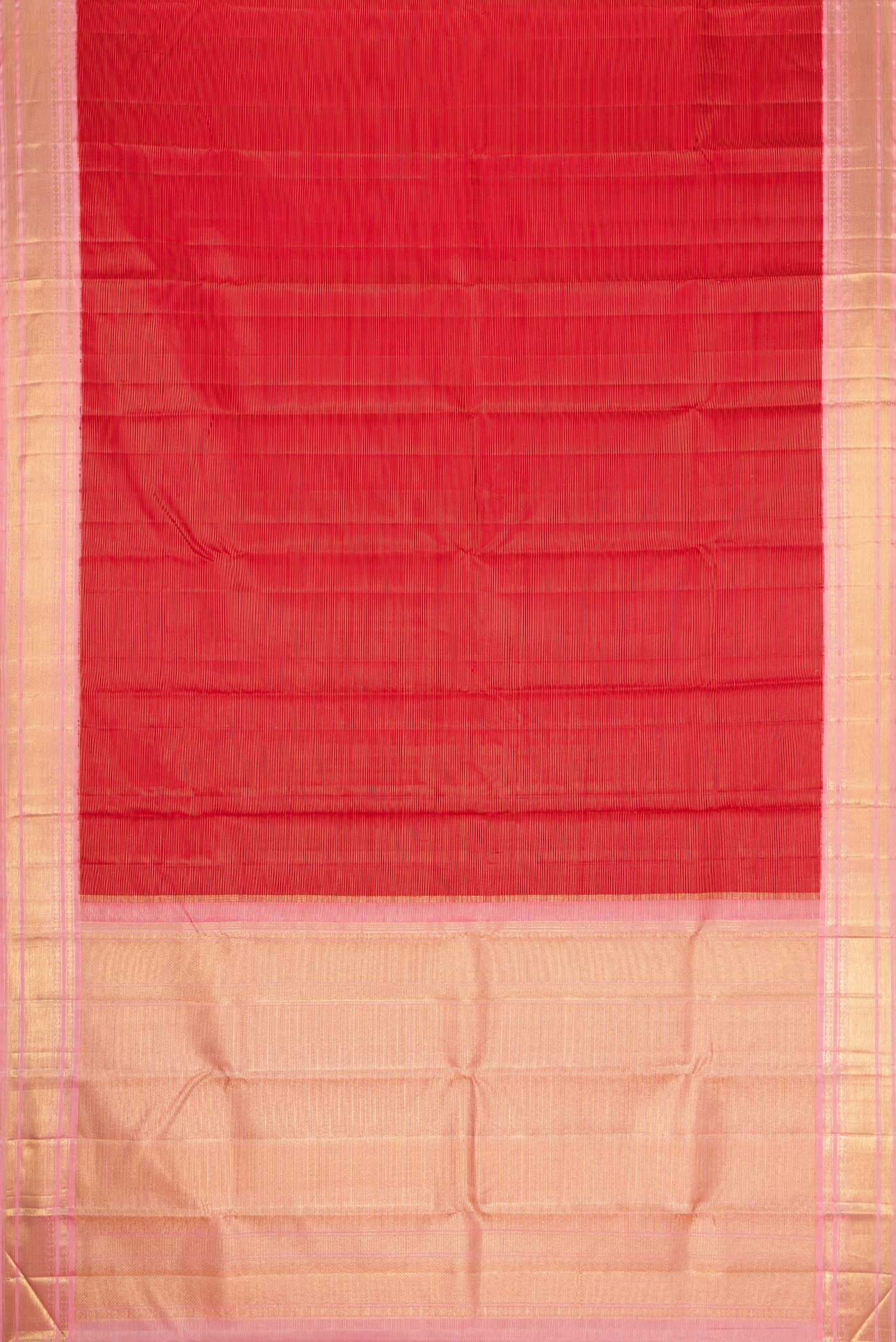 Red Dual Tone Kanchipuram Silk Saree - Image 6
