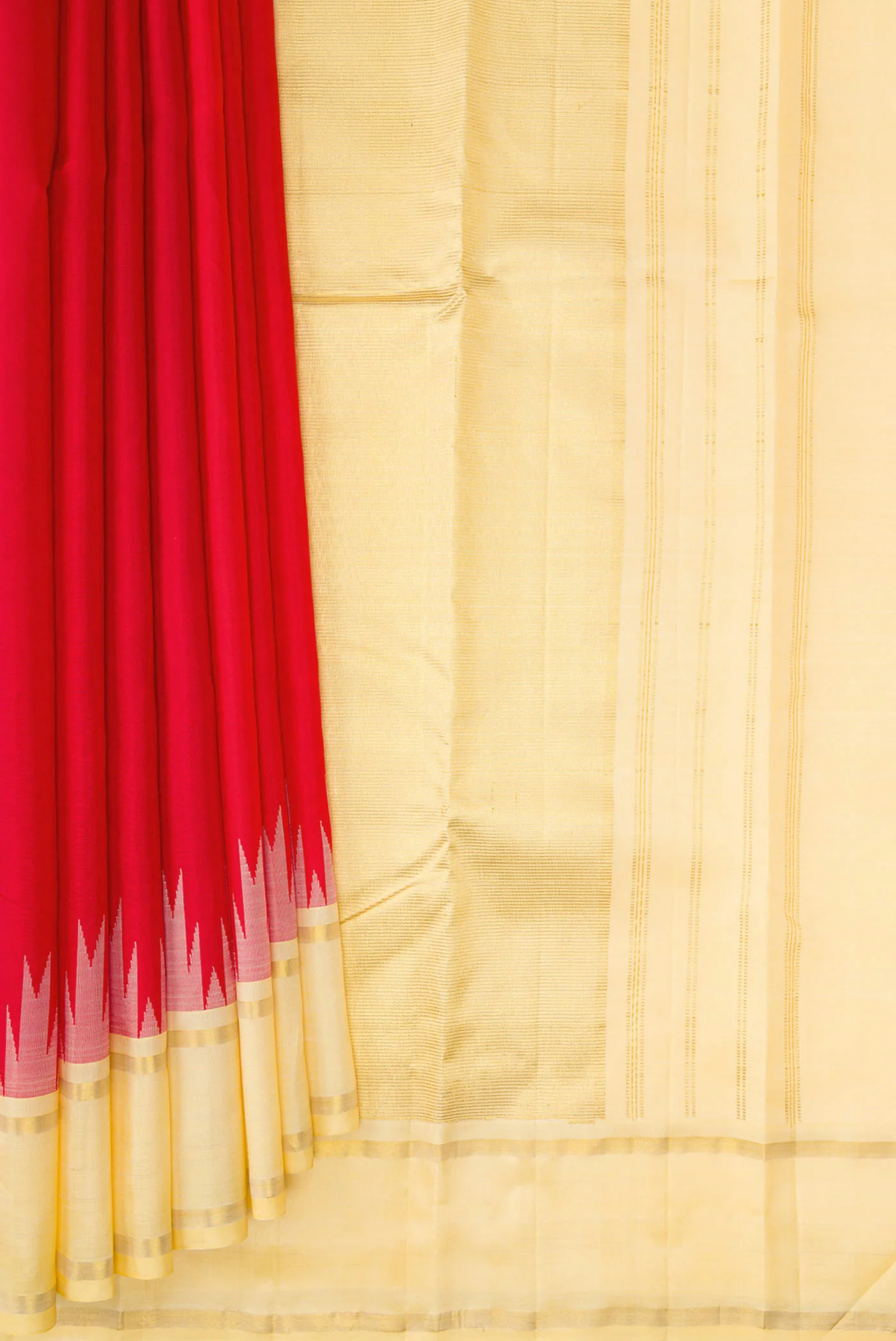 Red with Pink Color Kanchipuram Silk Saree - Image 4