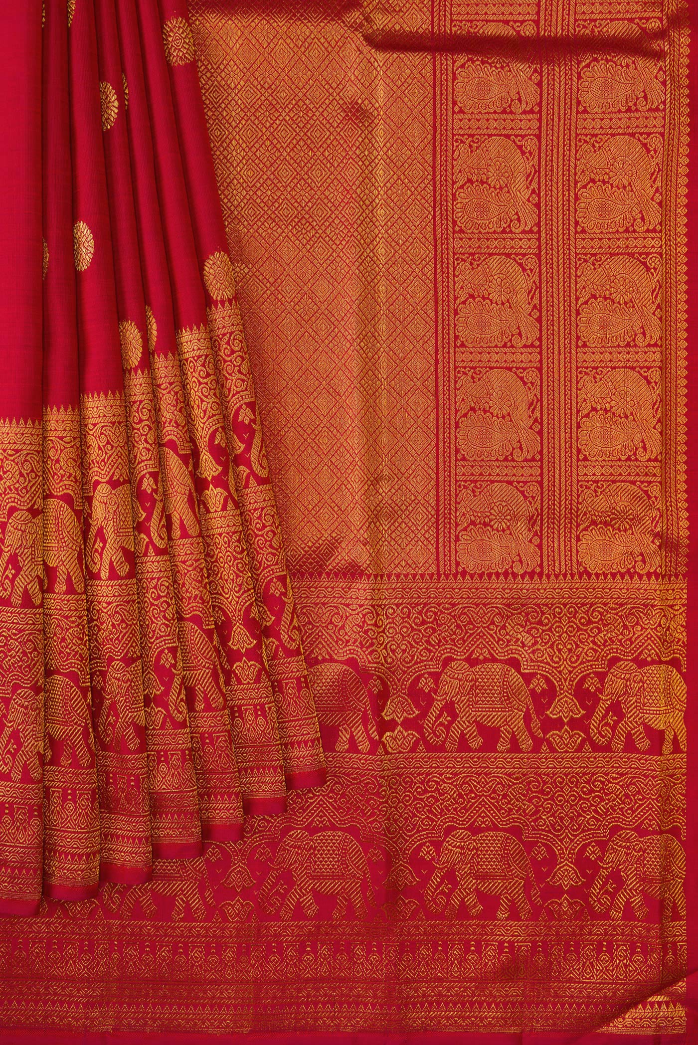 Red Kanchipuram Silk Saree - Image 4