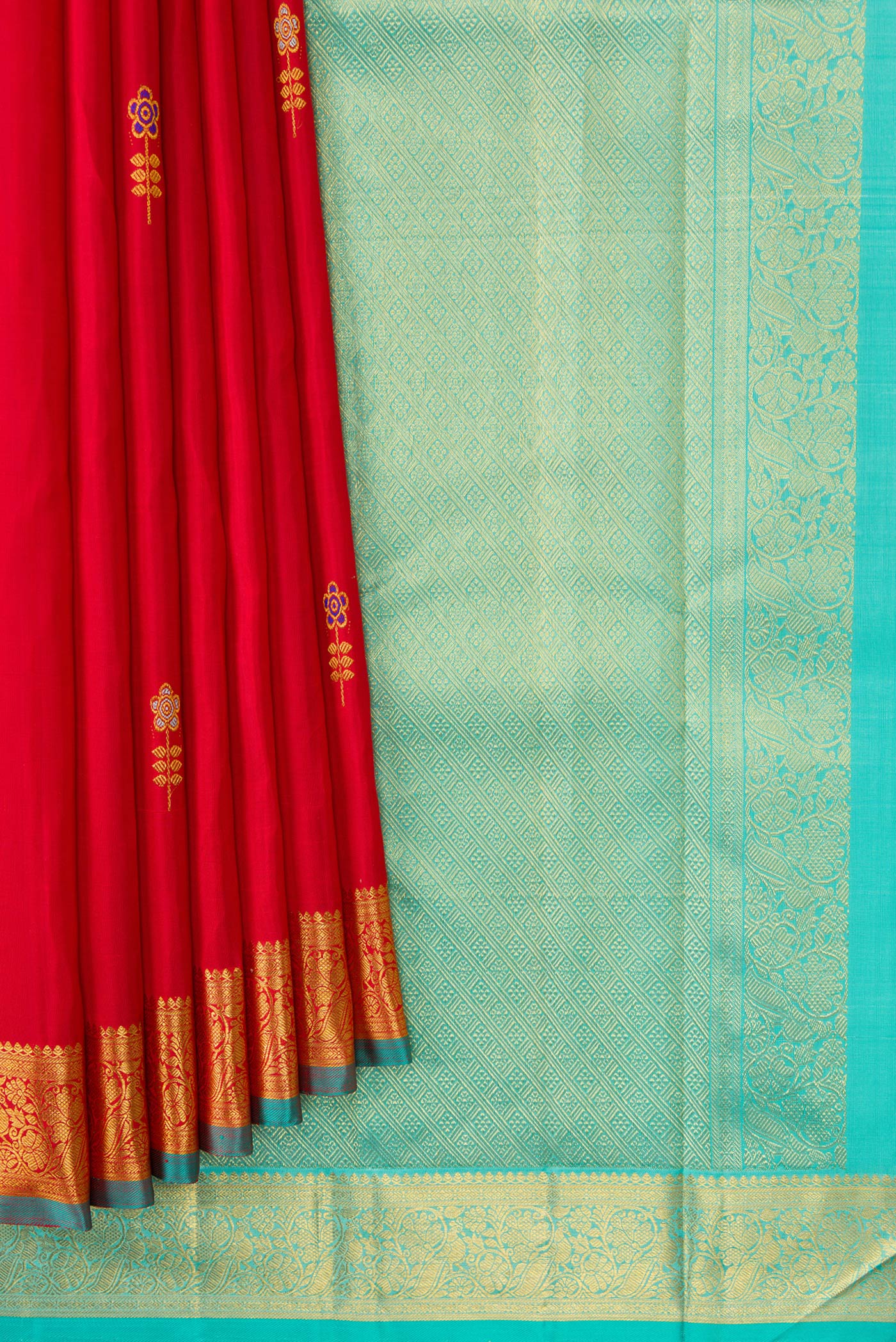 Red Kanchipuram Silk Saree - Image 4