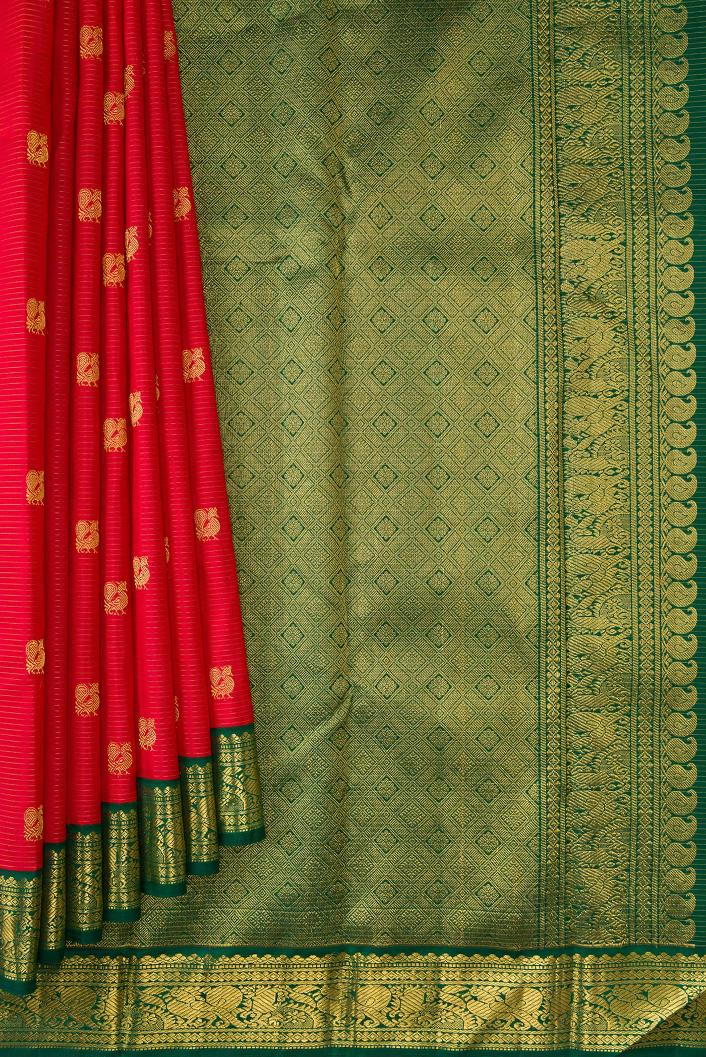 Red Kanchipuram Silk Saree - Image 4