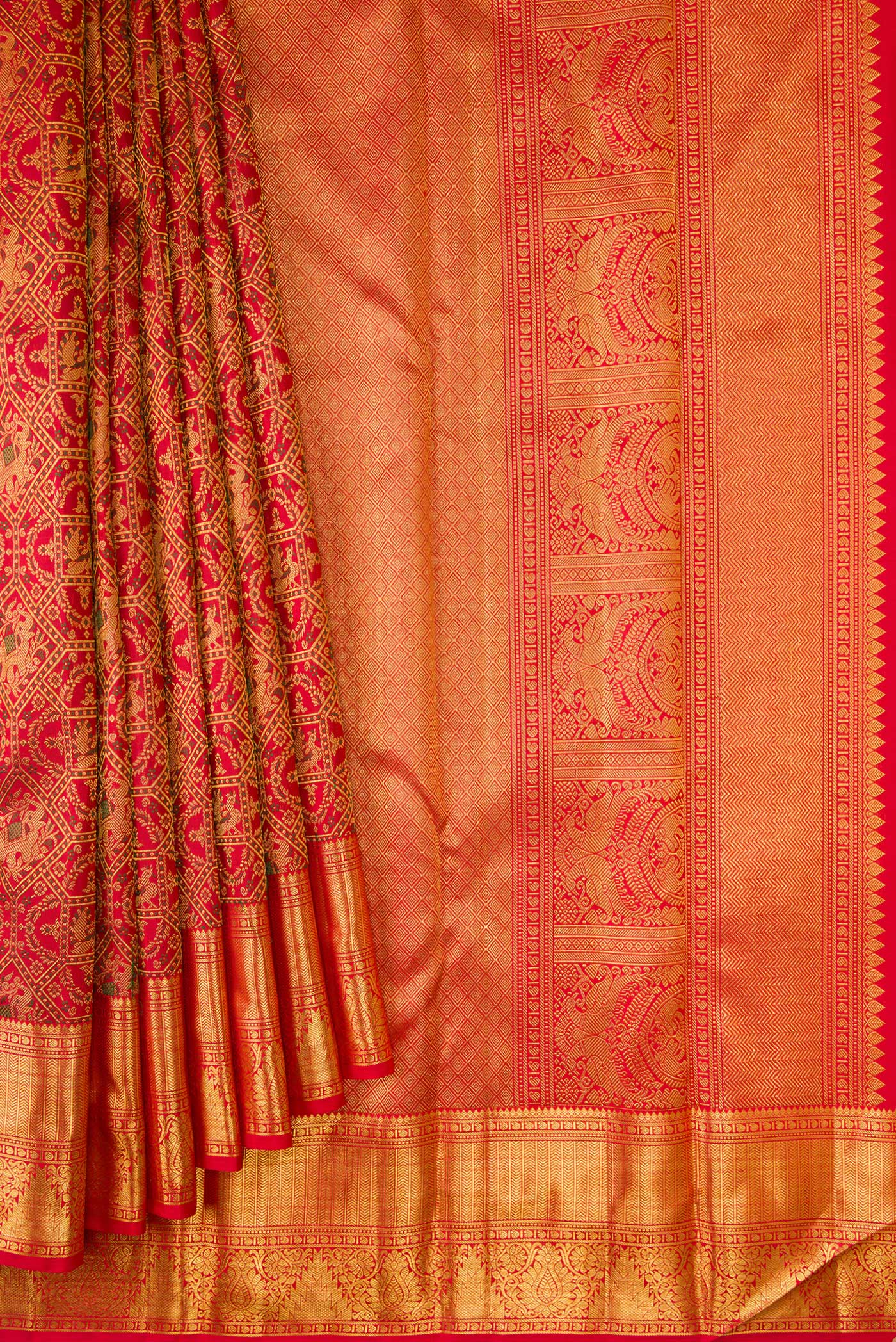 Red Kanchipuram Silk Saree - Image 4
