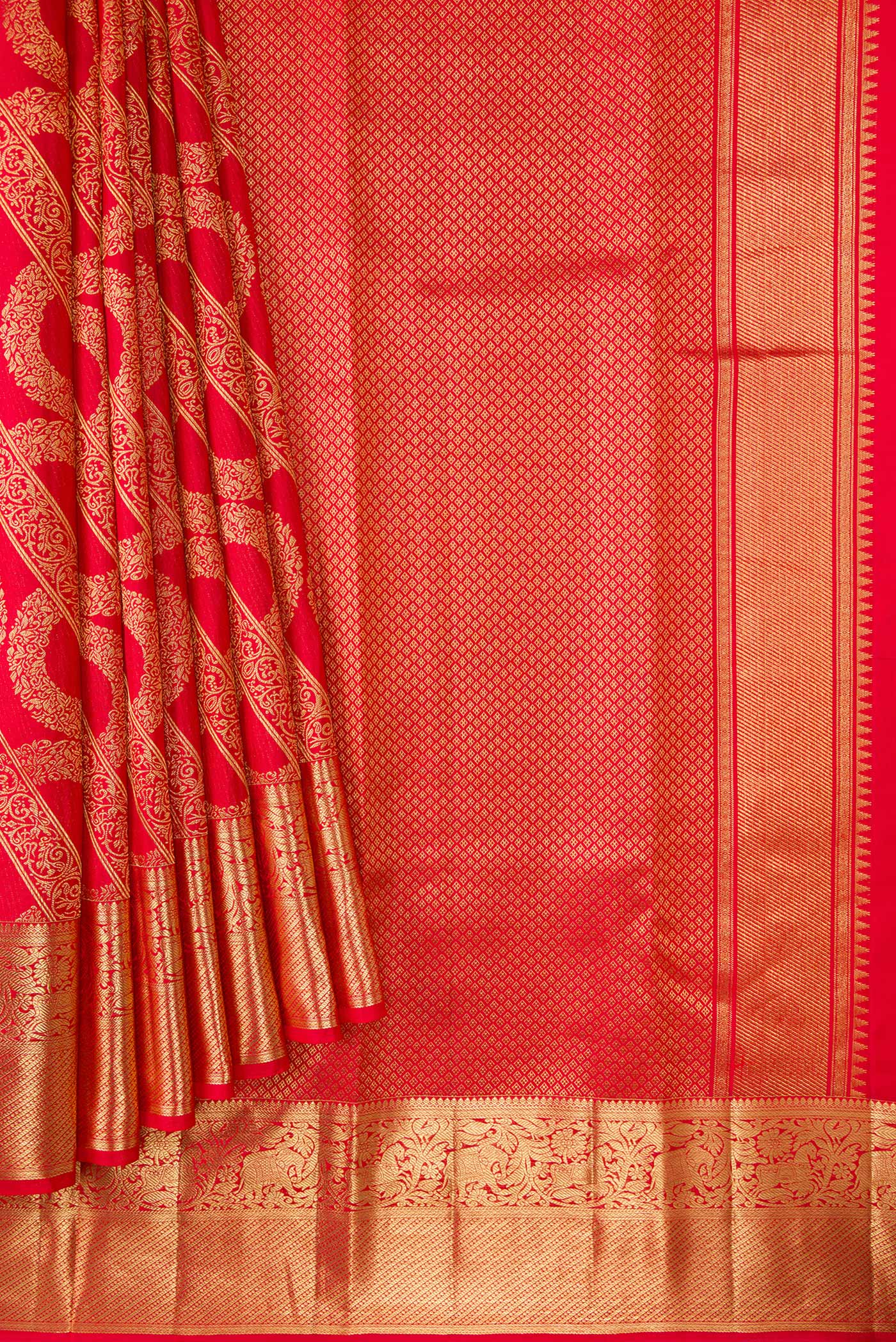 Red Kanchipuram Silk Saree - Image 4