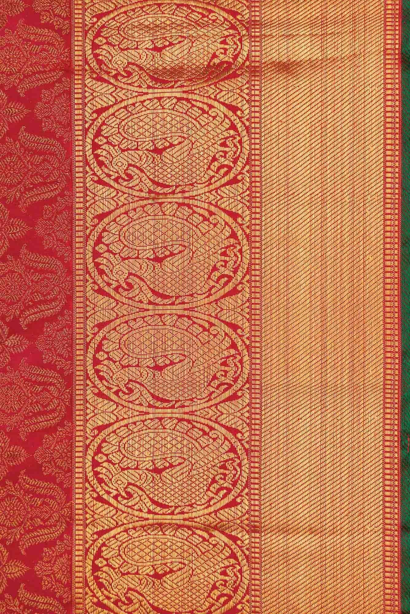 Pure Silk Pure Zari Red Dual Tone Kanjivaram Saree - Image 5