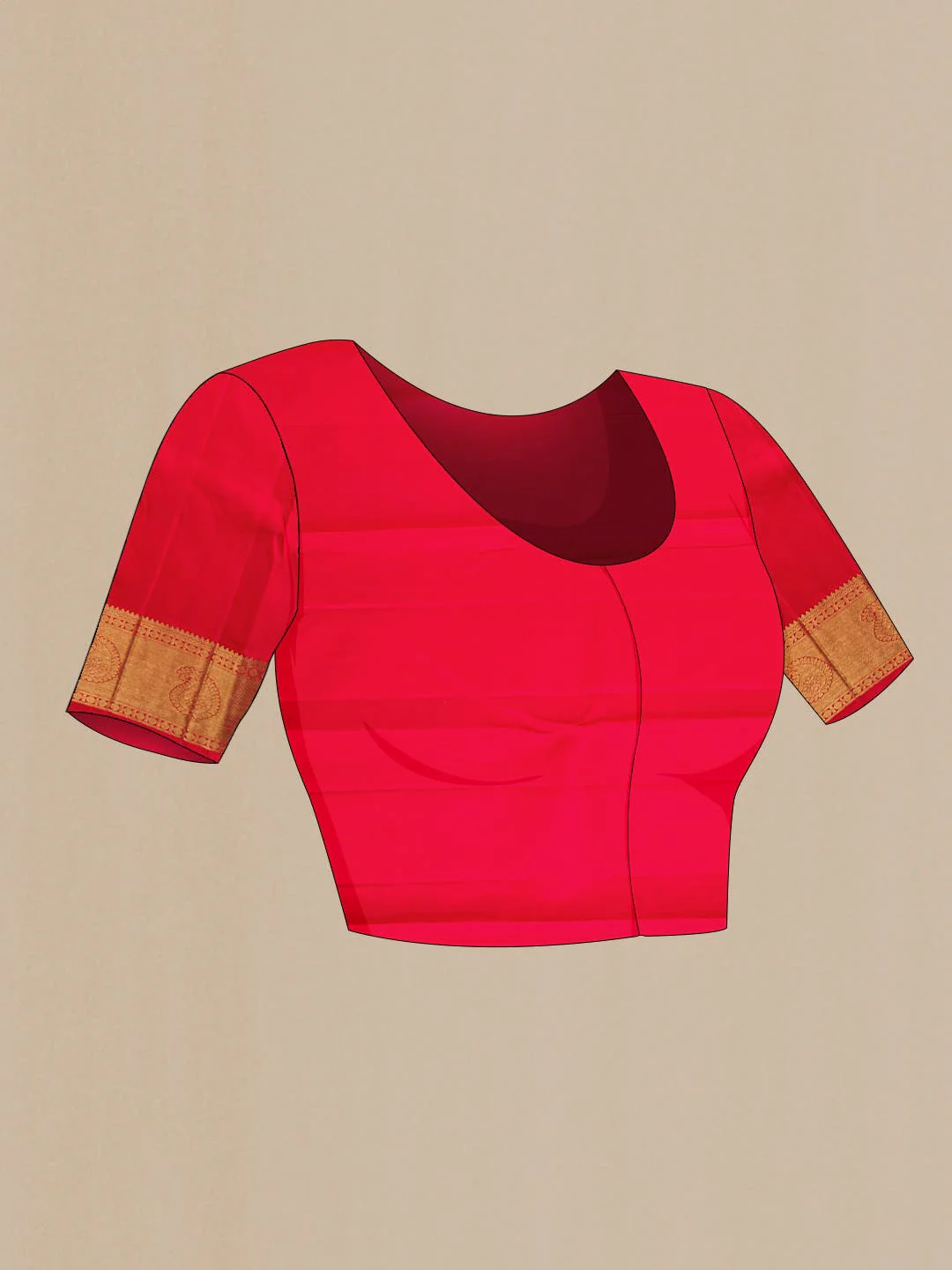 Pure Silk Pure Zari Red Dual Tone Kanjivaram Saree - Image 7