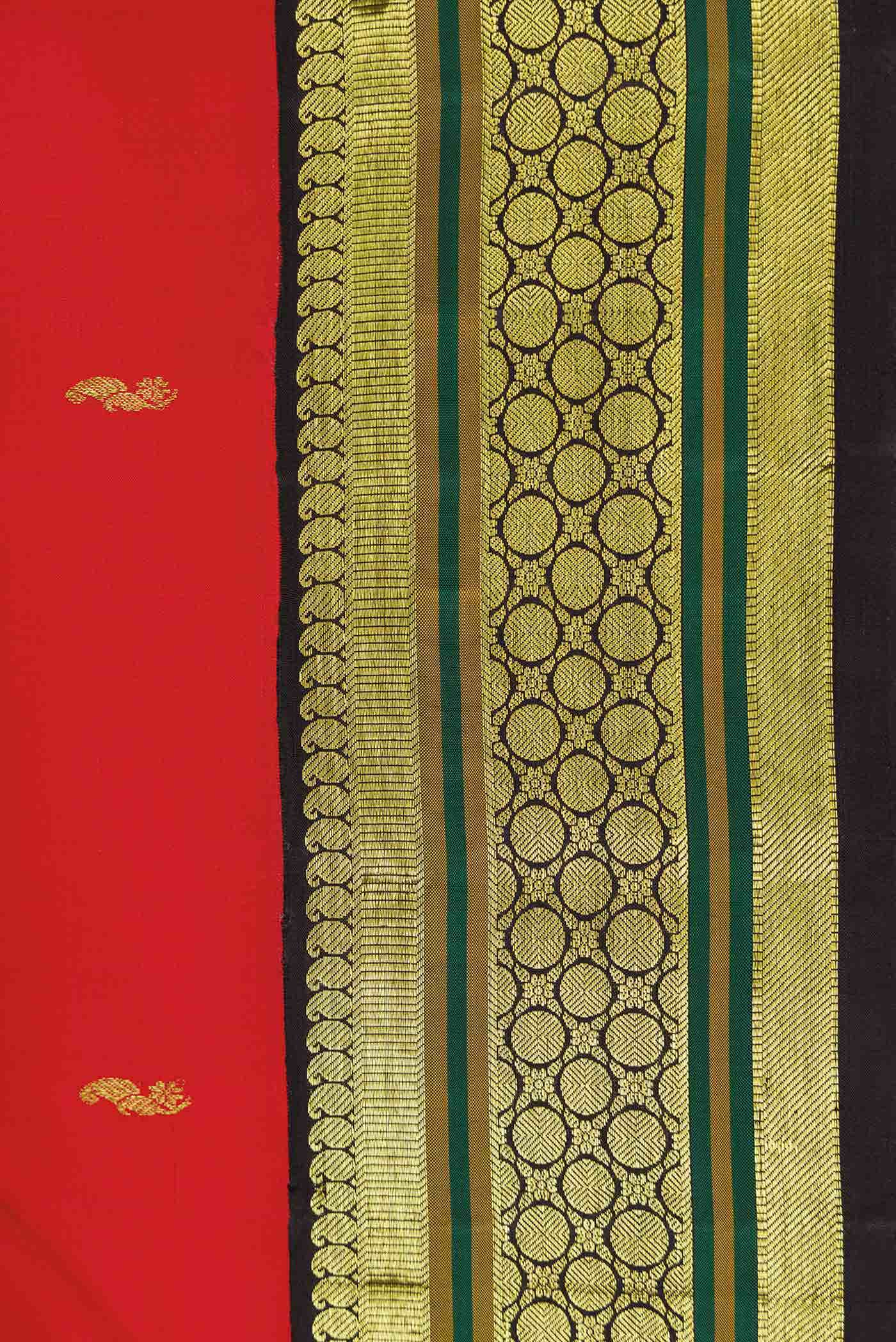 Pure Silk Pure Zari Red Dual Tone Kanjivaram Saree - Image 5