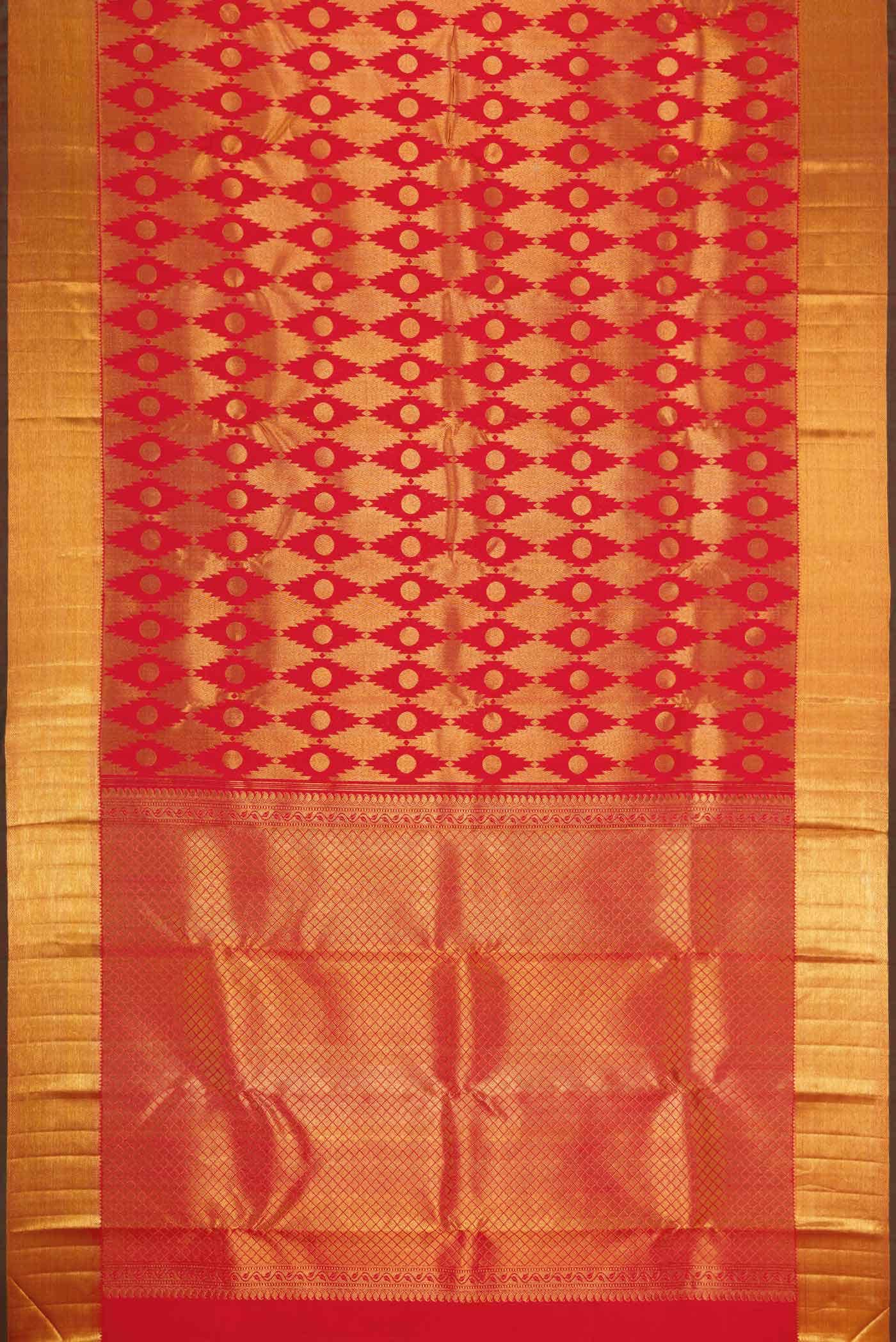 Red Dual Tone Kanchipuram Silk Saree - Image 4
