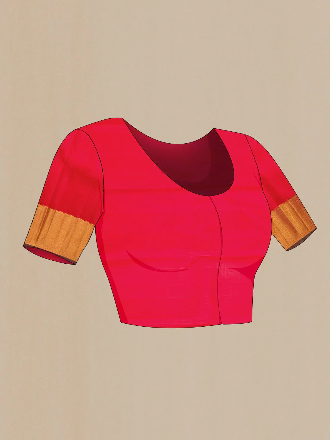 Red Dual Tone Kanchipuram Silk Saree - Image 7