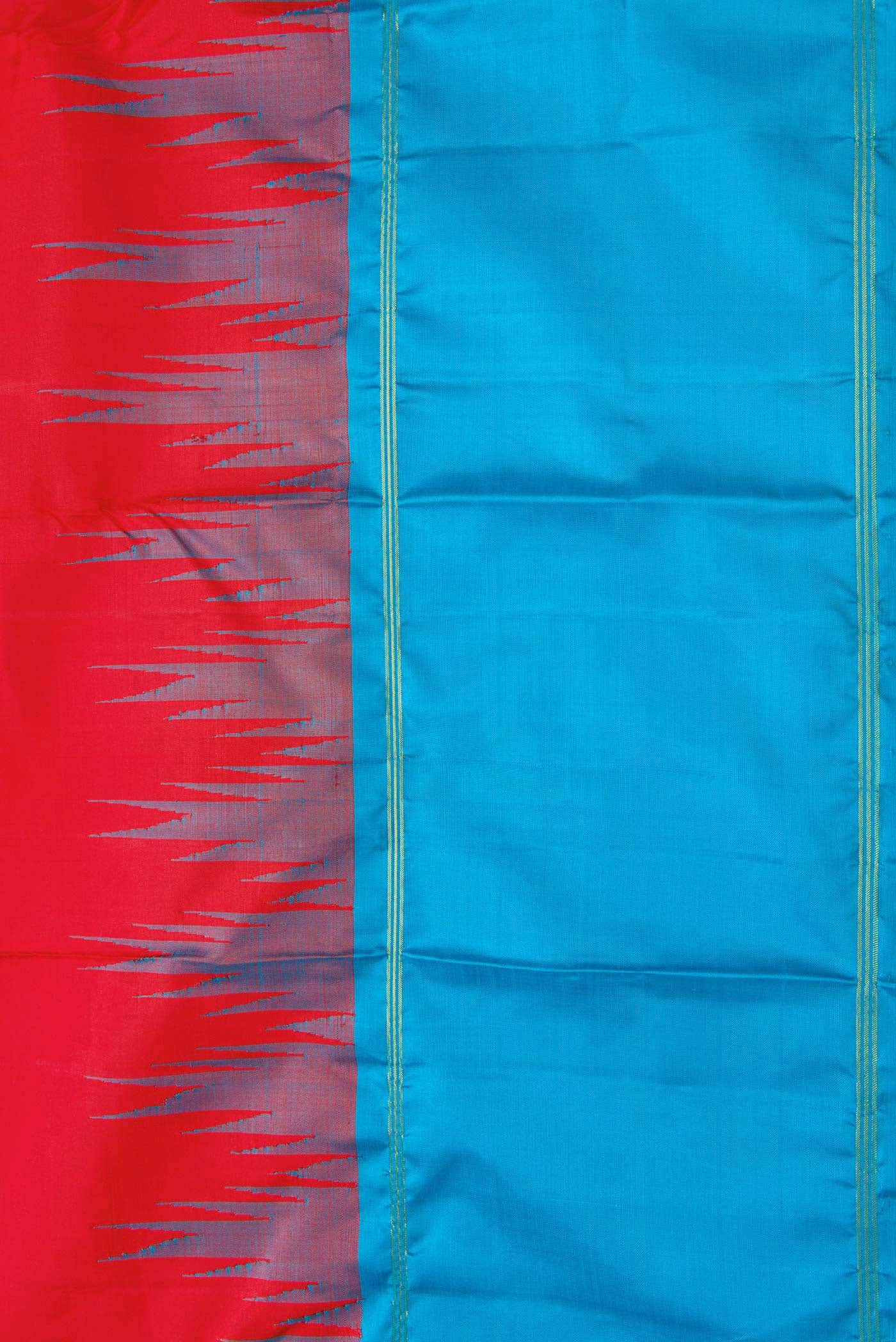 Pure Silk Pure Zari Red Dual Tone Kanjivaram Saree - Image 5