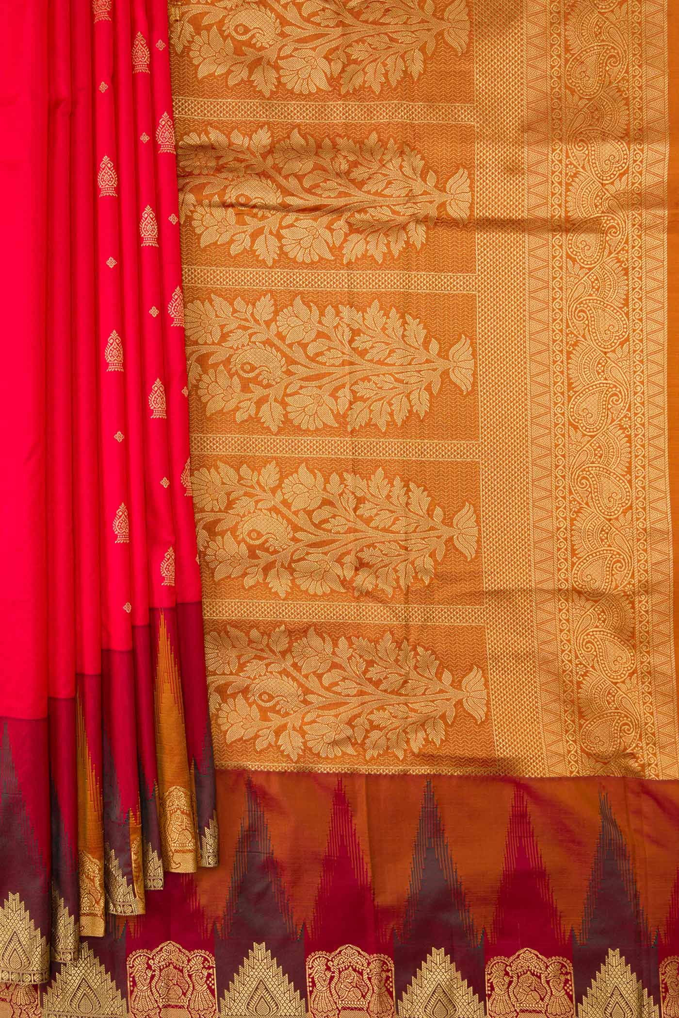 Red Dual Tone Kanchipuram Silk Saree - Image 4