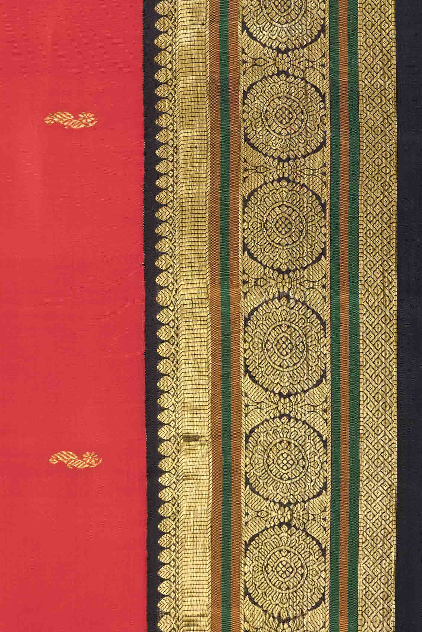 Pure Silk Pure Zari Red Dual Tone Kanjivaram Saree - Image 5