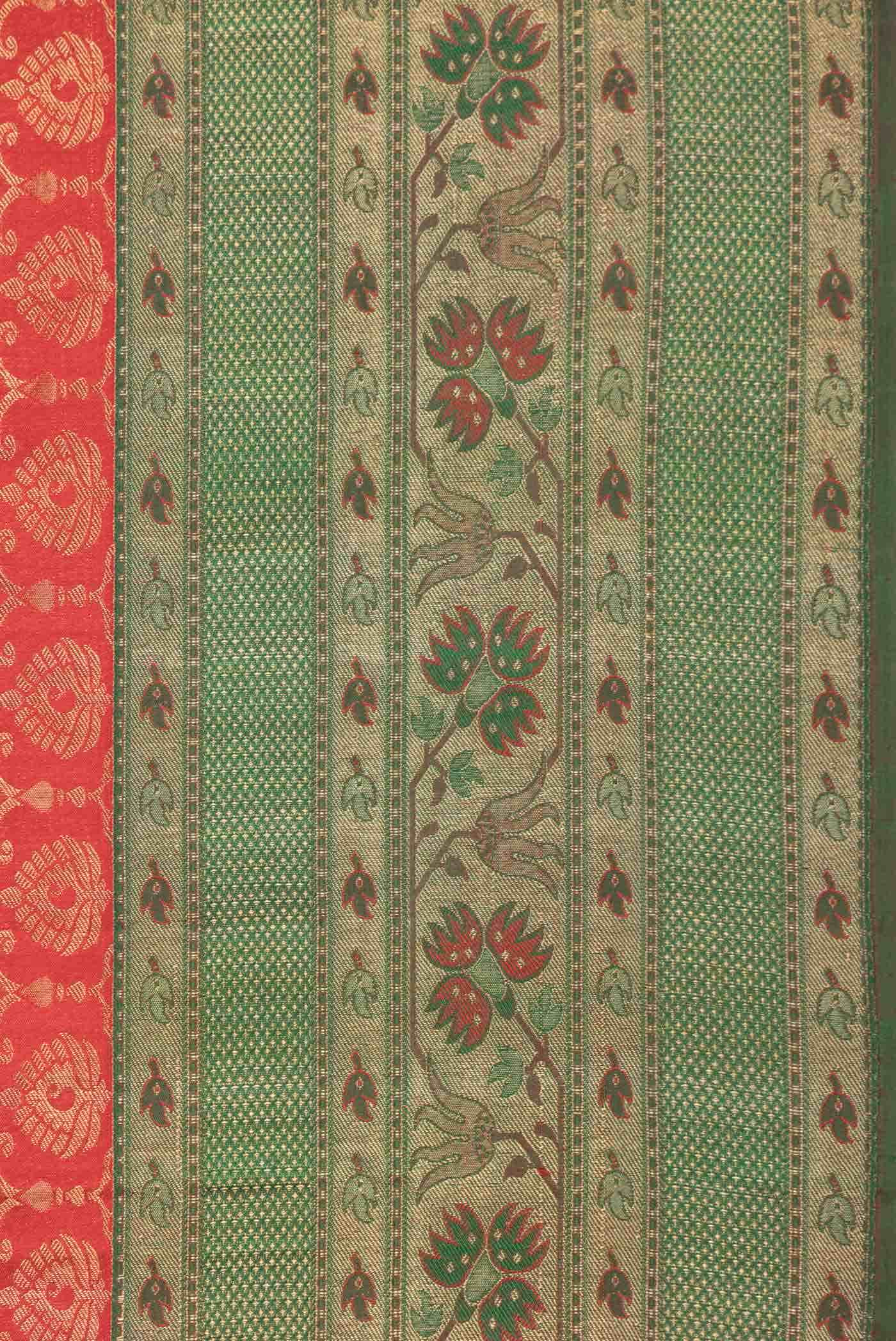 Pure Silk Pure Zari Red Dual Tone Kanjivaram Saree - Image 6