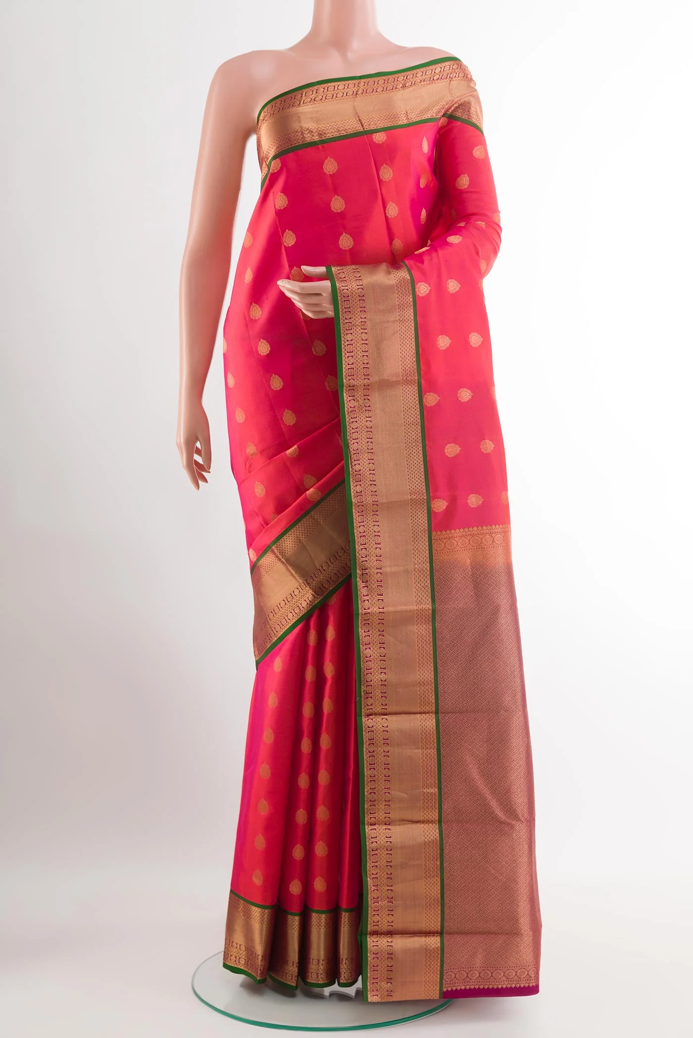 Orange with Pink Color Kanjivaram Silk Saree